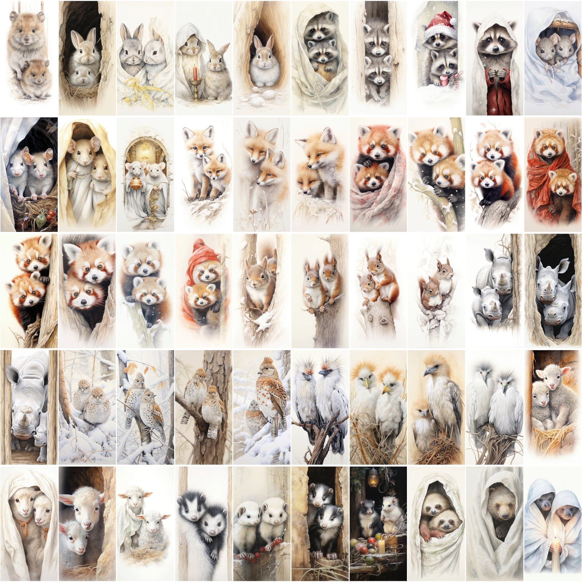 Adorable Animal Friends Art Collection - 540 High-Resolution Images with Commercial License Digital Download Sumobundle