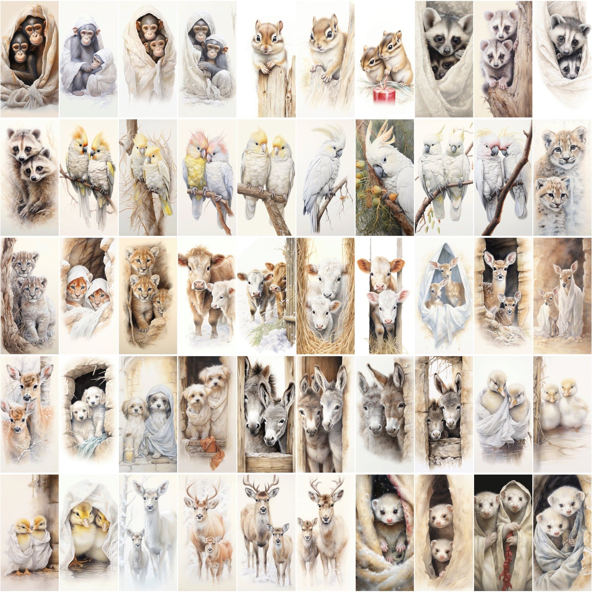 Adorable Animal Friends Art Collection - 540 High-Resolution Images with Commercial License Digital Download Sumobundle