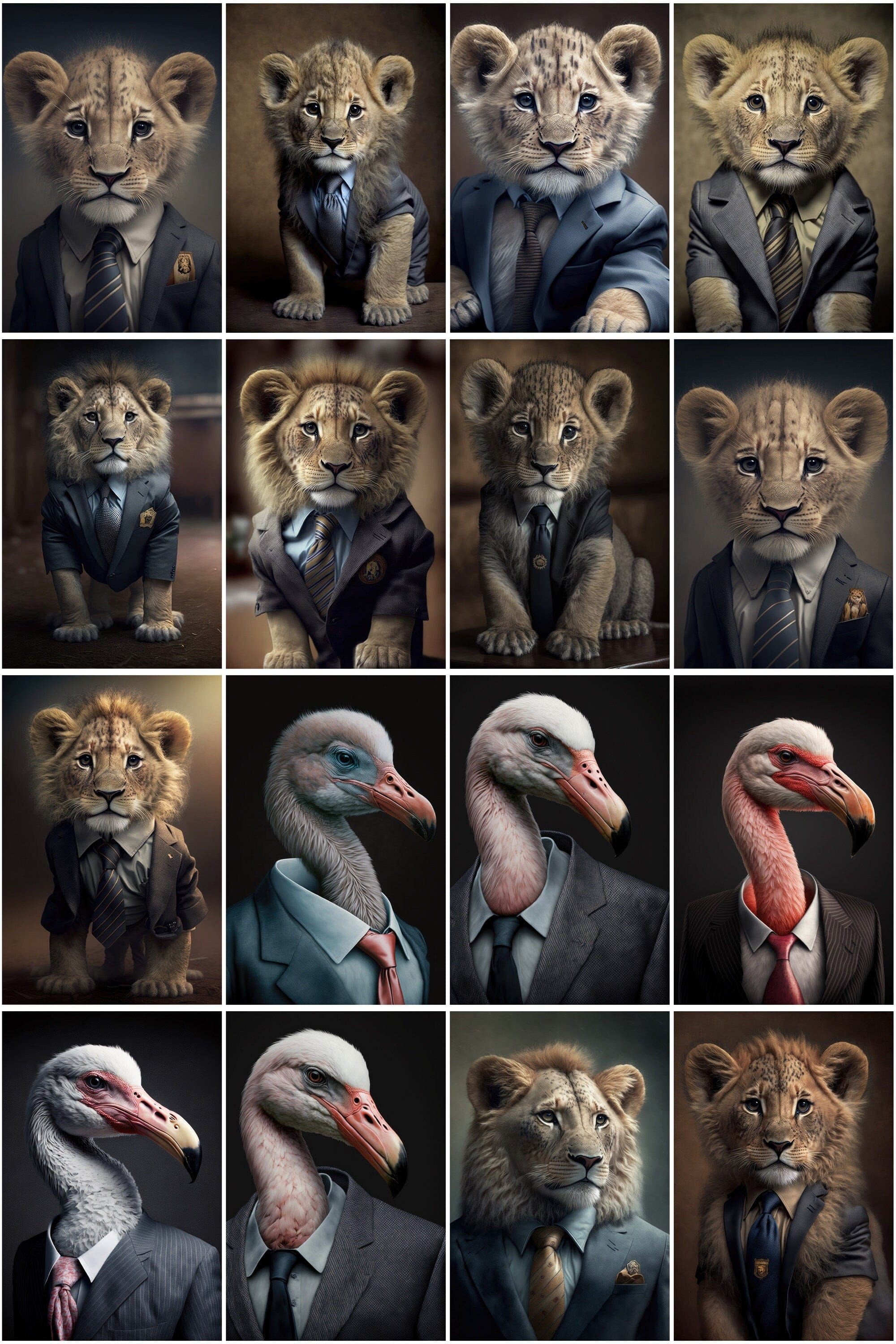 Adorable Baby Animals in Business Suits - 390 Whimsical Illustrations with Funny Designs and Charming Drawings, Perfect for Clipart and More Digital Download Sumobundle