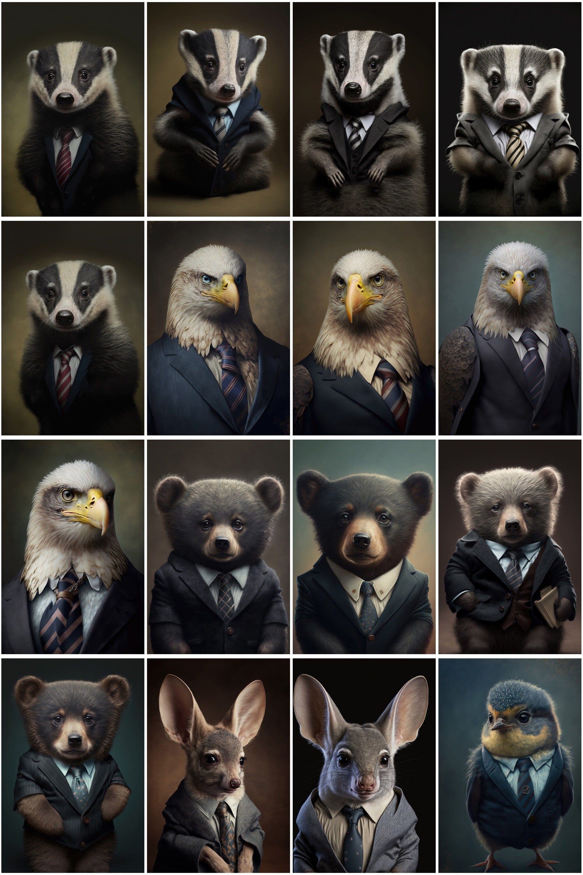 Adorable Baby Animals in Business Suits - 390 Whimsical Illustrations with Funny Designs and Charming Drawings, Perfect for Clipart and More Digital Download Sumobundle