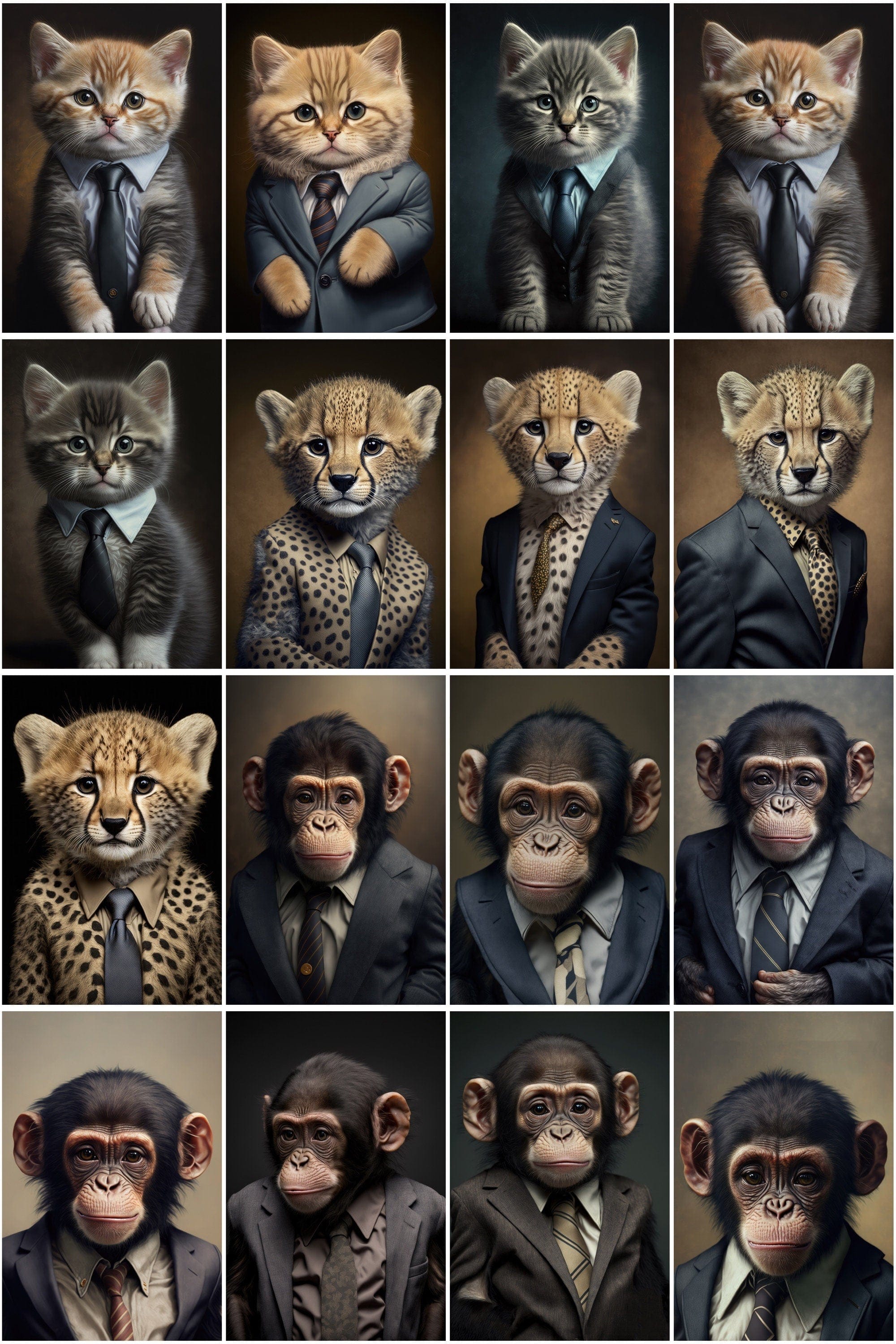 Adorable Baby Animals in Business Suits - 390 Whimsical Illustrations with Funny Designs and Charming Drawings, Perfect for Clipart and More Digital Download Sumobundle