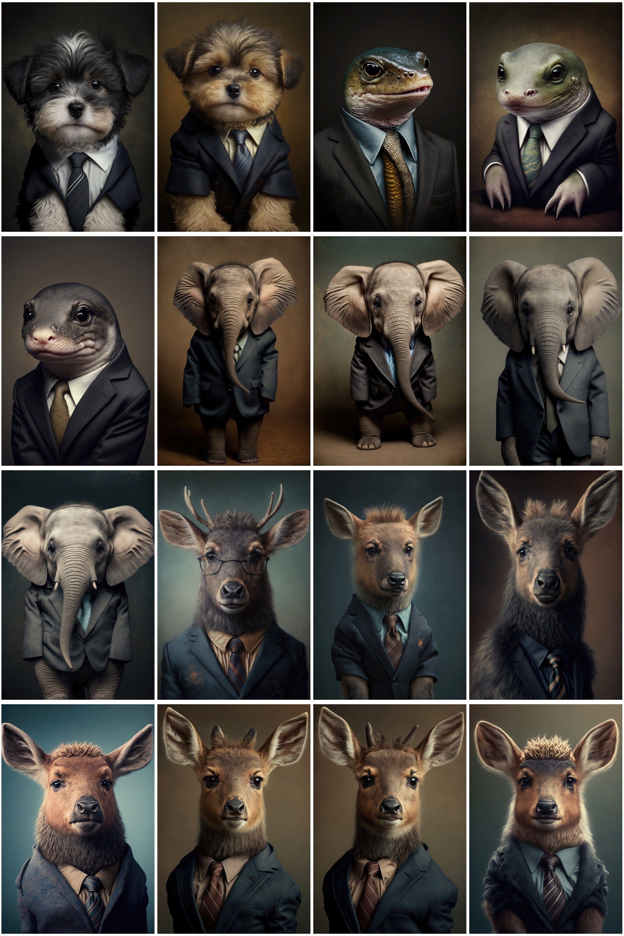 Adorable Baby Animals in Business Suits - 390 Whimsical Illustrations with Funny Designs and Charming Drawings, Perfect for Clipart and More Digital Download Sumobundle