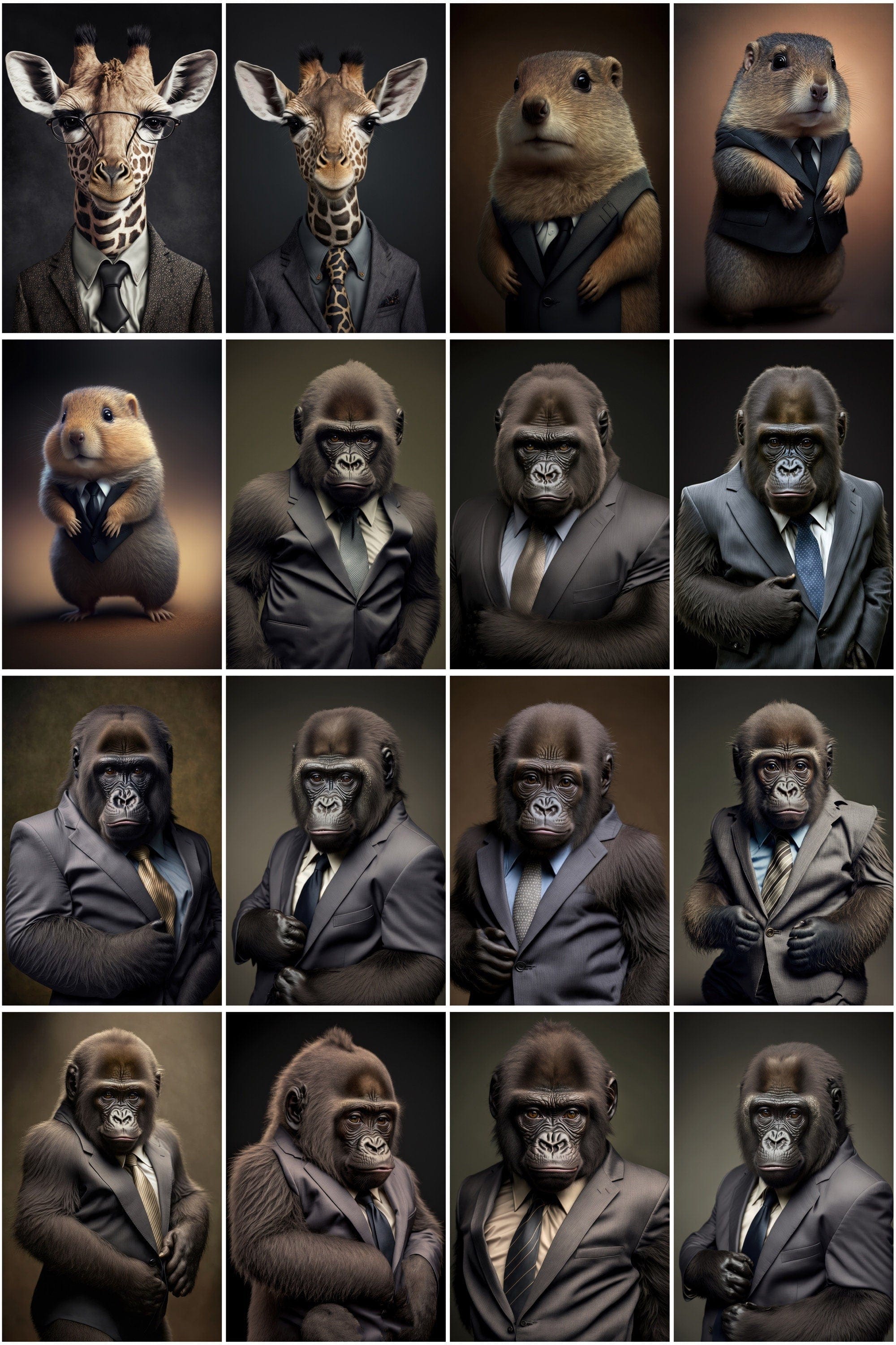 Adorable Baby Animals in Business Suits - 390 Whimsical Illustrations with Funny Designs and Charming Drawings, Perfect for Clipart and More Digital Download Sumobundle