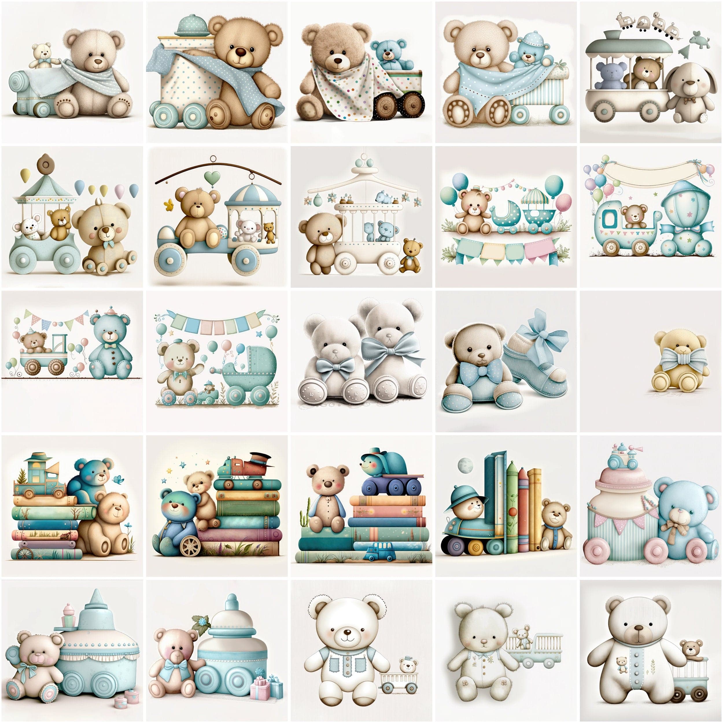 Adorable Baby Shower Illustrations Bundle - Boy Edition - 100 Premium Graphics for Invitations, Decorations, and More Digital Download Sumobundle