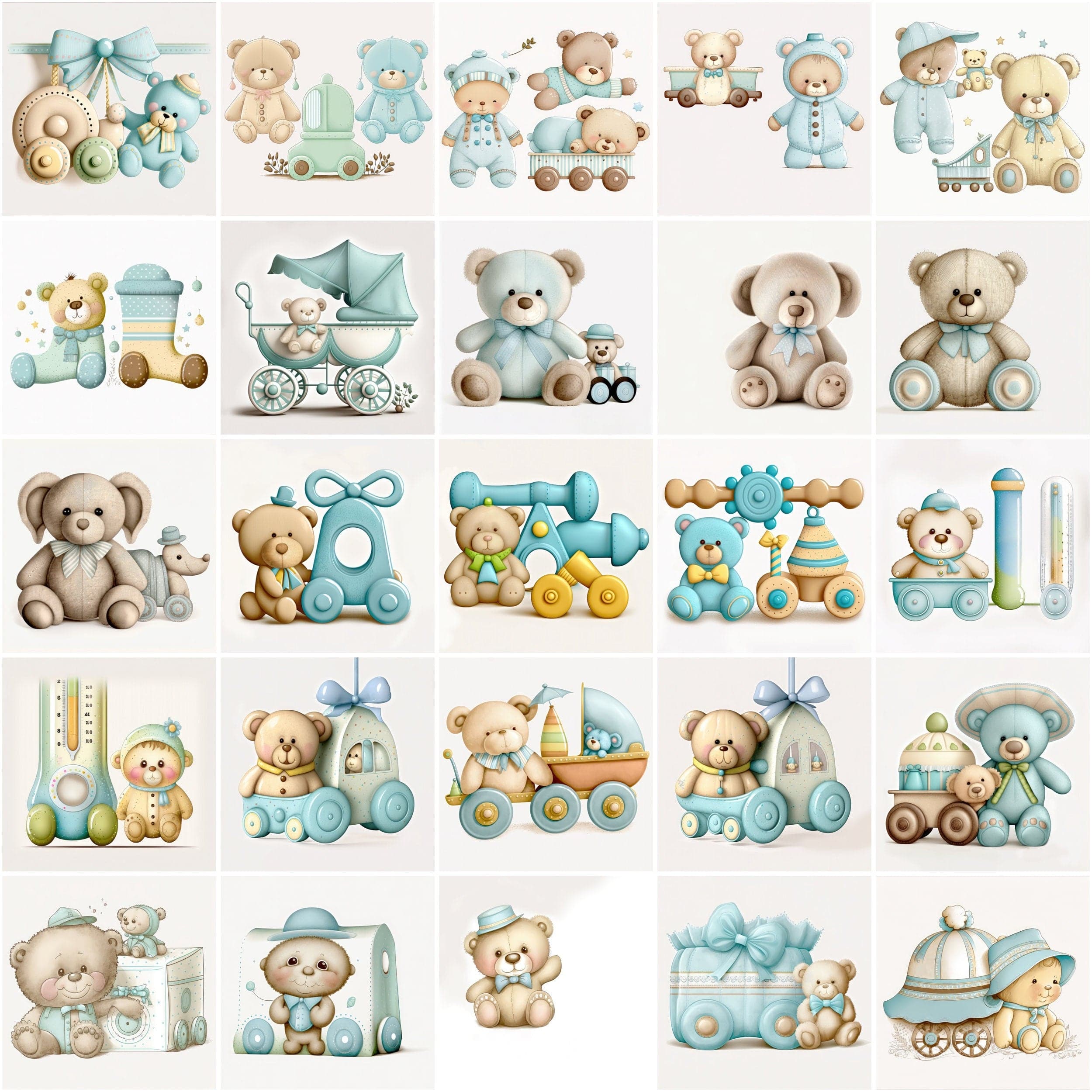 Adorable Baby Shower Illustrations Bundle - Boy Edition - 100 Premium Graphics for Invitations, Decorations, and More Digital Download Sumobundle