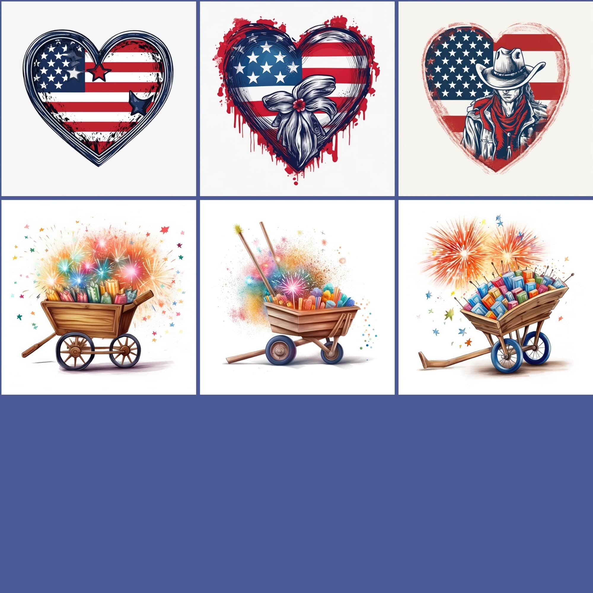 American-Themed Colorful Clipart PNGs Digital Download Sumobundle