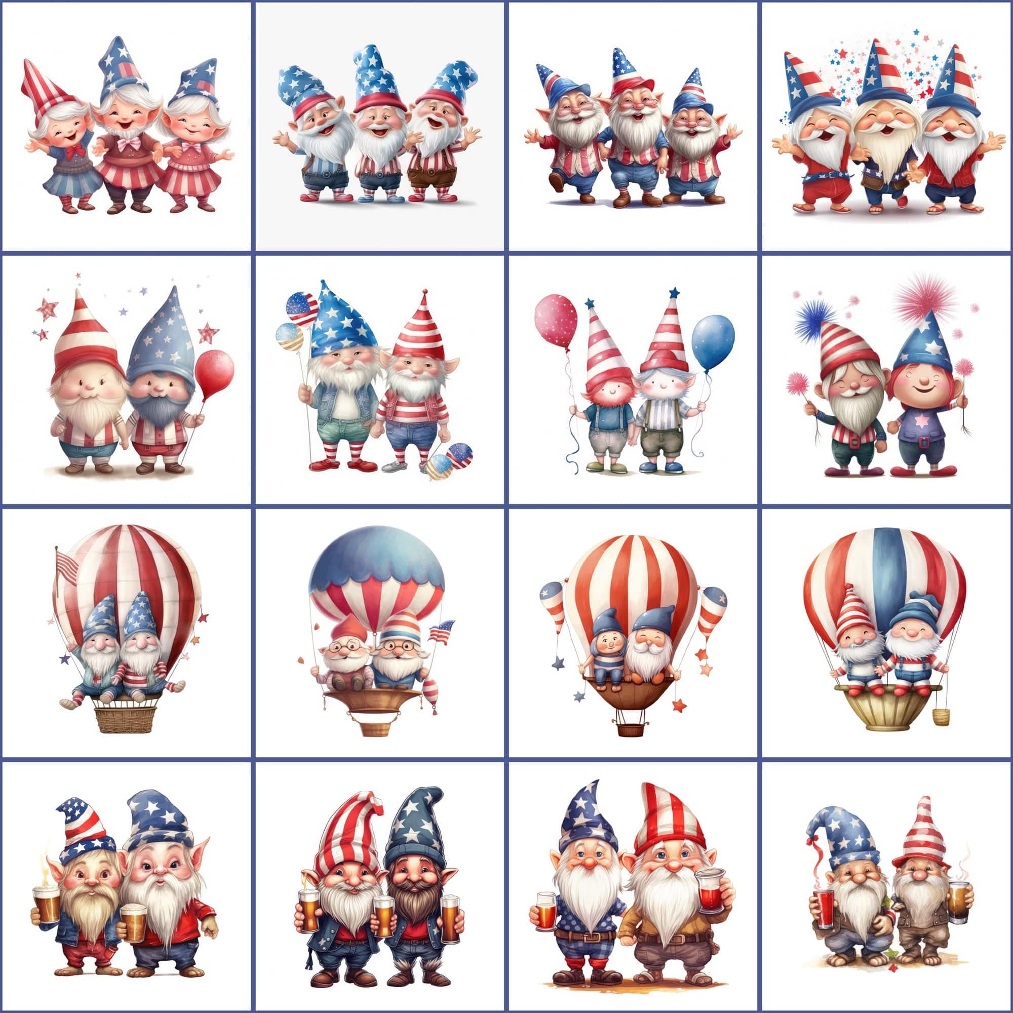 American-Themed Colorful Clipart PNGs Digital Download Sumobundle
