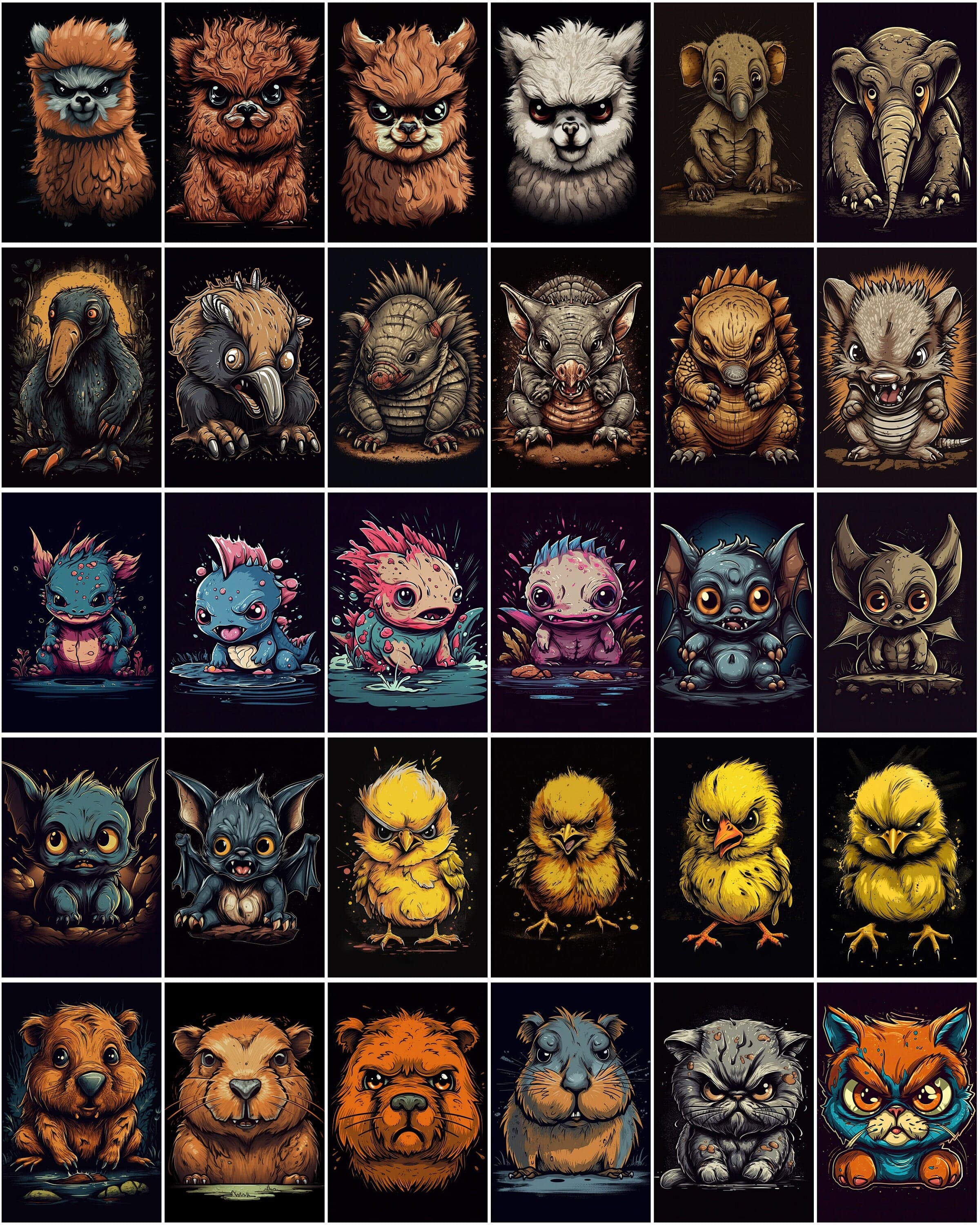 Angry Animals Cartoon Bundle: 270 High-Quality, Adorable & Furious Critters for Instant Download Digital Download Sumobundle