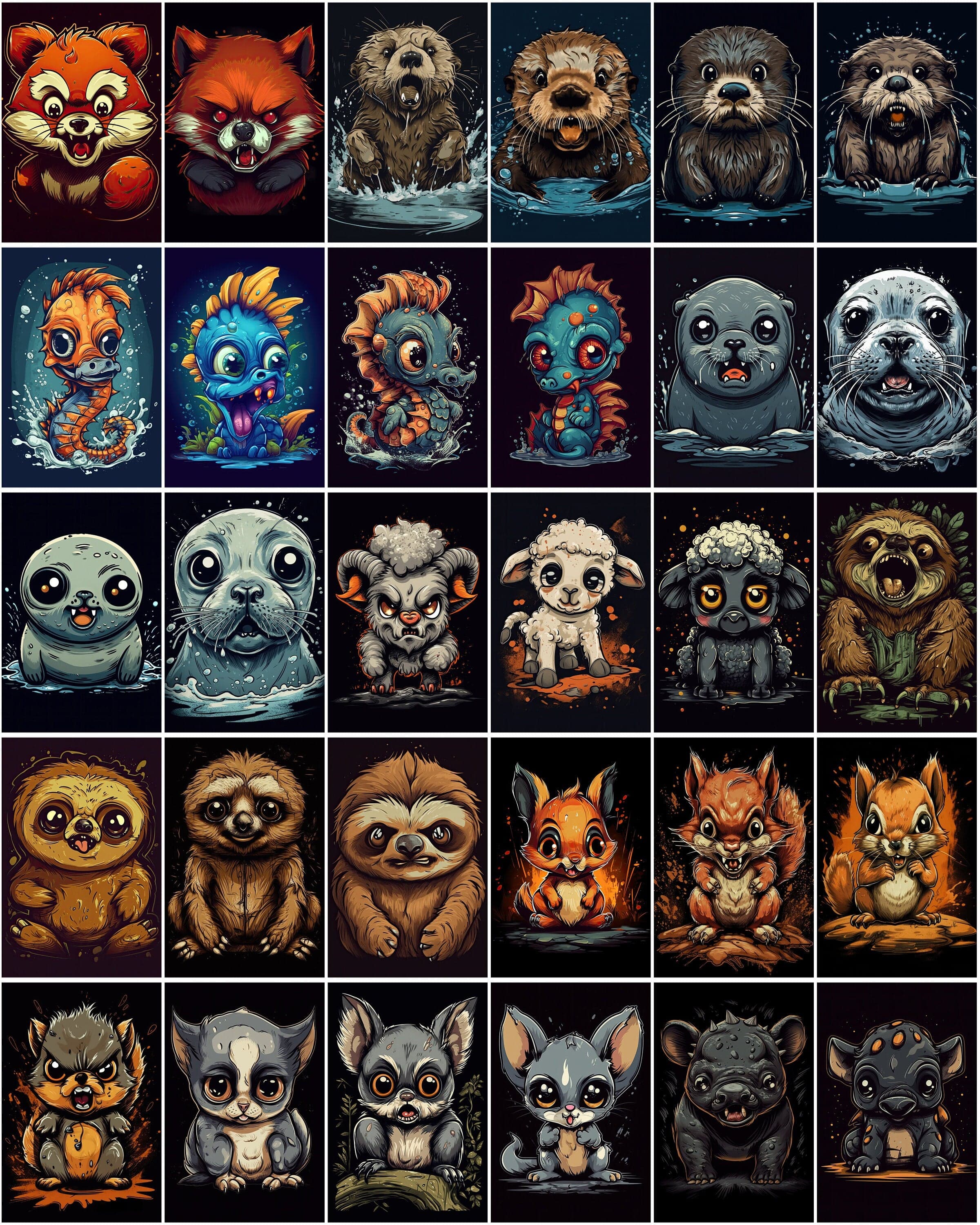 Angry Animals Cartoon Bundle: 270 High-Quality, Adorable & Furious Critters for Instant Download Digital Download Sumobundle