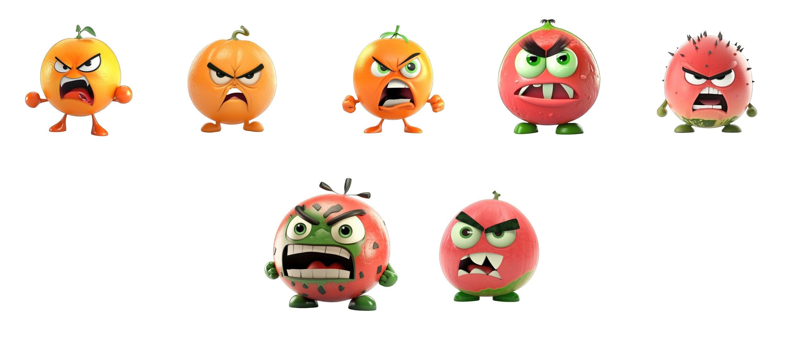 Angry Fruits Bundle - 180 Transparent PNG Images for Digital Design, Clip Art, Stickers, Commercial use, instant download, fruit sublimation Digital Download Sumobundle