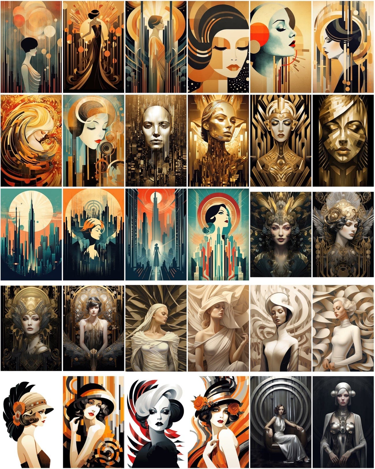 Art Deco Woman Model Backgrounds, High Resolution Commercial Digital Art, Versatile Design Resource Digital Download Sumobundle