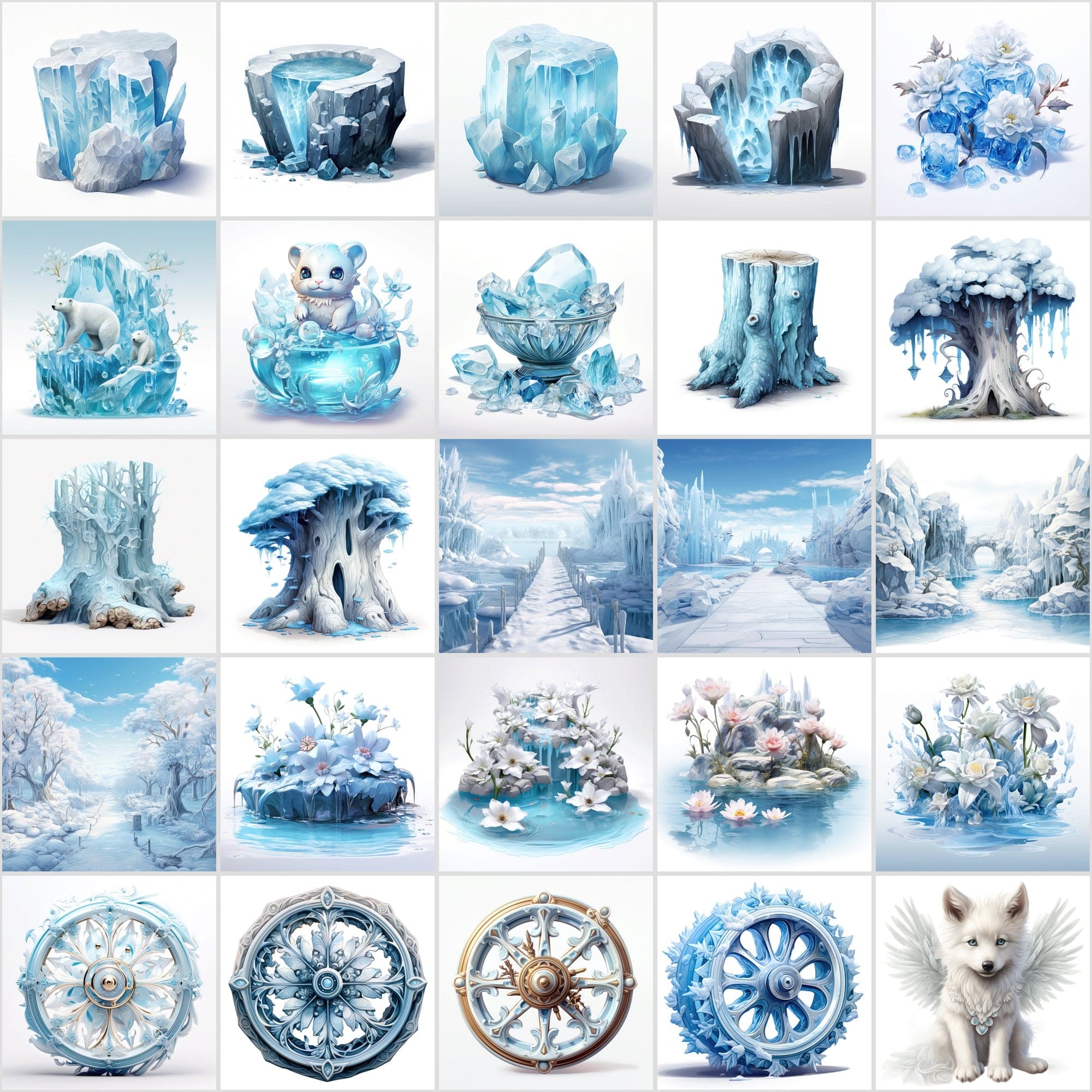 Blue-Themed Christmas Illustrations - JPG & PNG, Commercial License, High-Resolution Digital Download Sumobundle