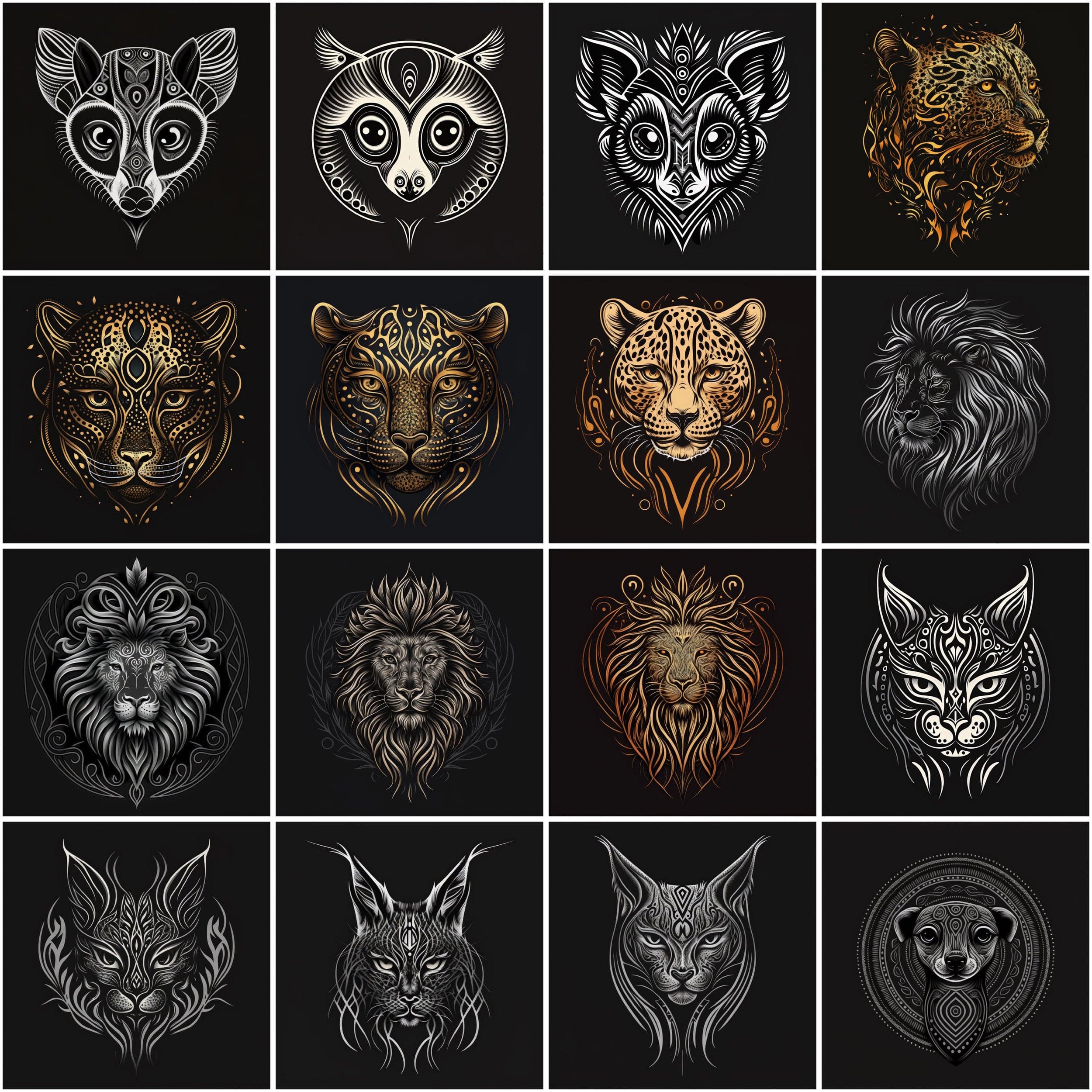 Bundle of 160 Tribal Animal Images in High Resolution PNG Format,Instant Digital Download for Scrapbooking, DIY Projects, and Commercial Use Digital Download Sumobundle