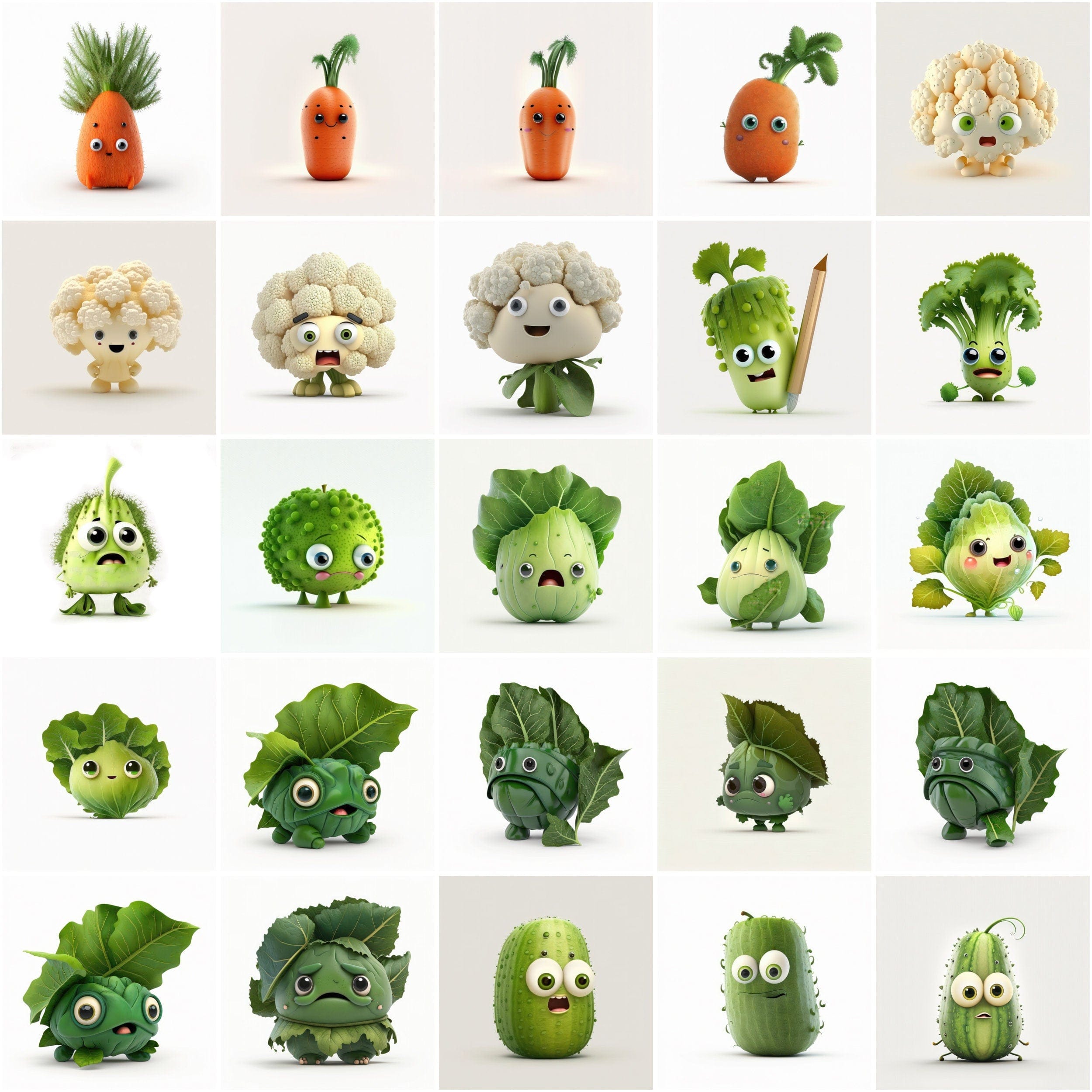 Bundle of 200+ Funny Vegetable Images with No Background and Shadow Background, Humorous Vegetable Images - Perfect for Posters, Stickers Digital Download Sumobundle