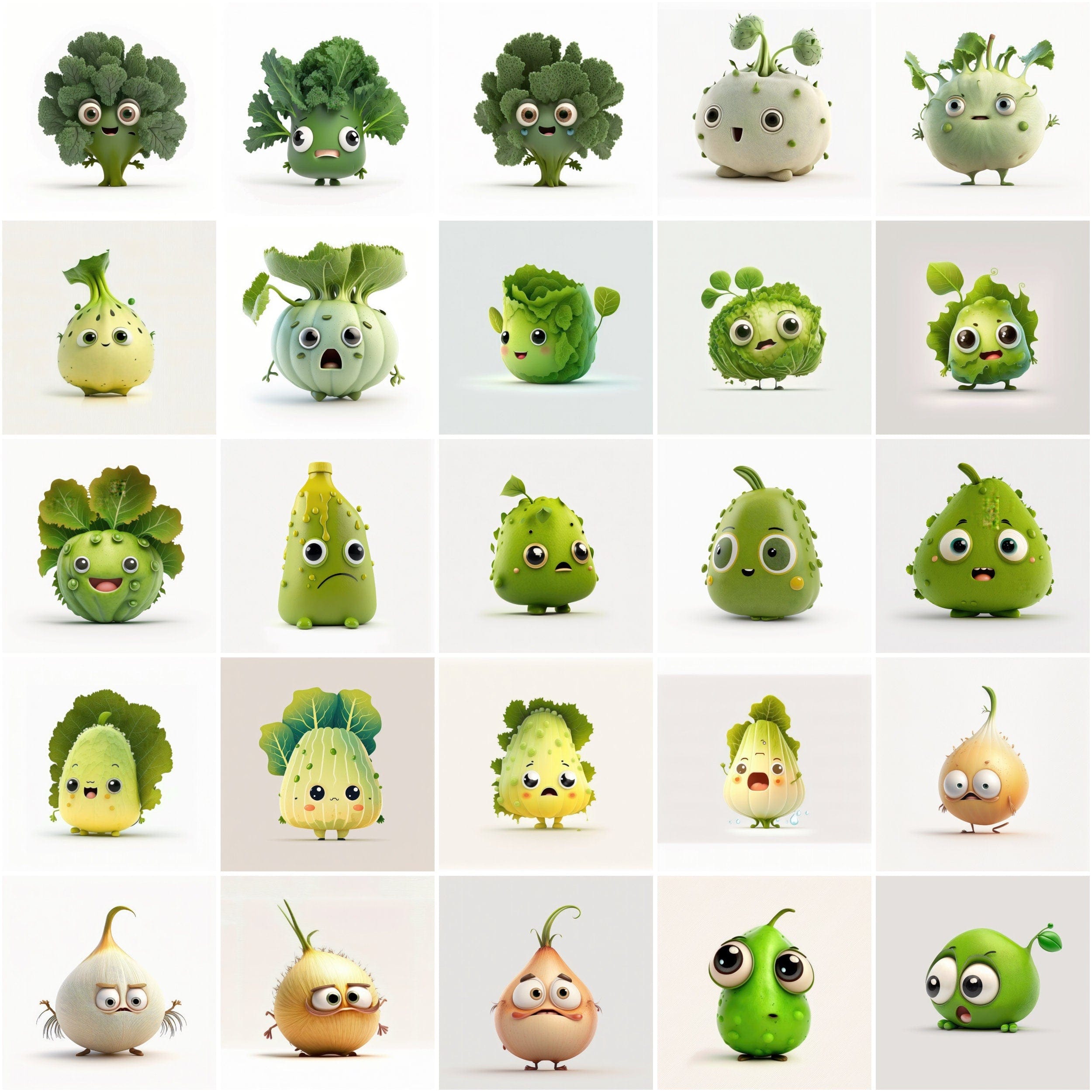 Bundle of 200+ Funny Vegetable Images with No Background and Shadow Background, Humorous Vegetable Images - Perfect for Posters, Stickers Digital Download Sumobundle