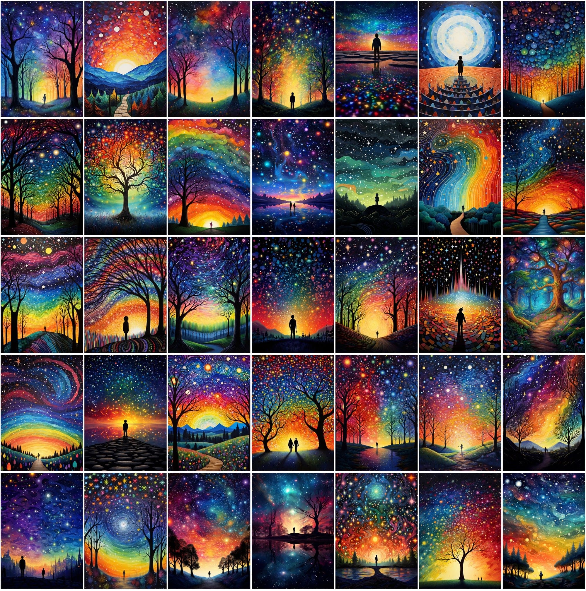 Celestial Landscape Images Bundle, Colorful Starry Night Sky Photos, High-Resolution Digital Art with Commercial License Digital Download Sumobundle