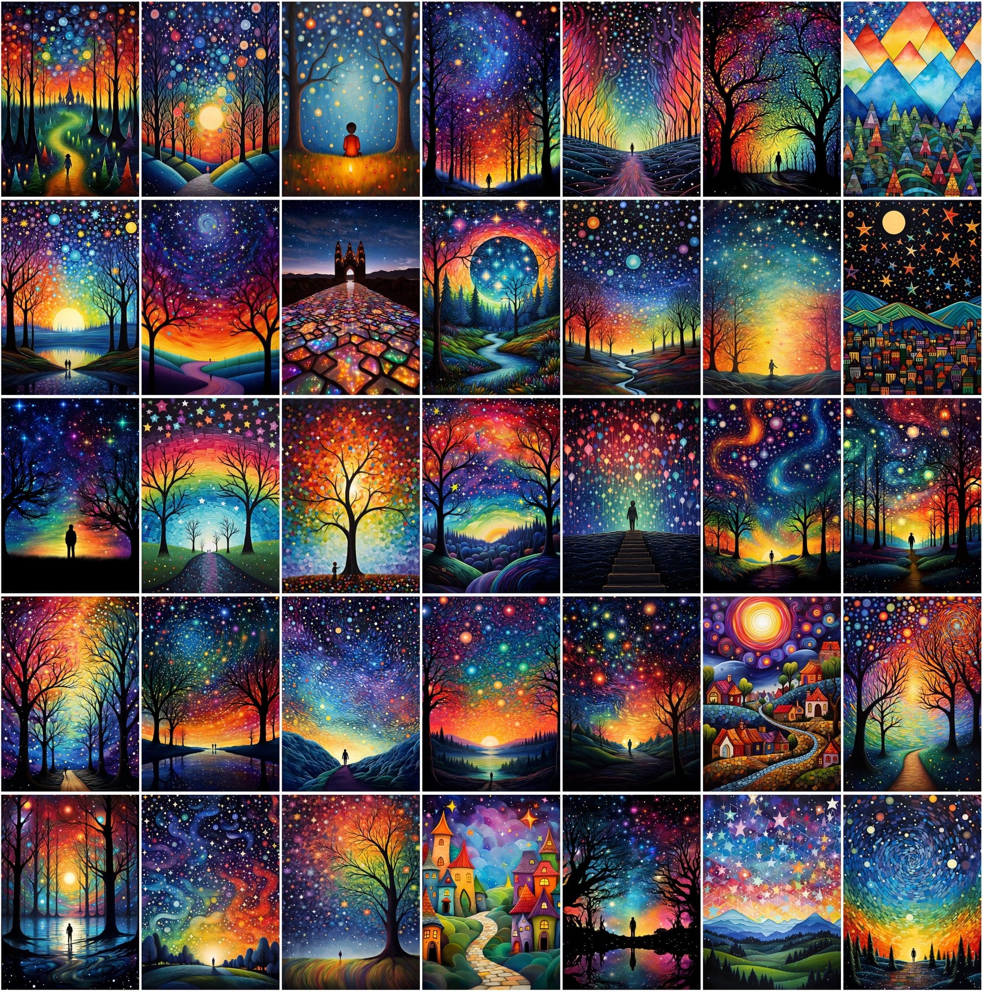 Celestial Landscape Images Bundle, Colorful Starry Night Sky Photos, High-Resolution Digital Art with Commercial License Digital Download Sumobundle