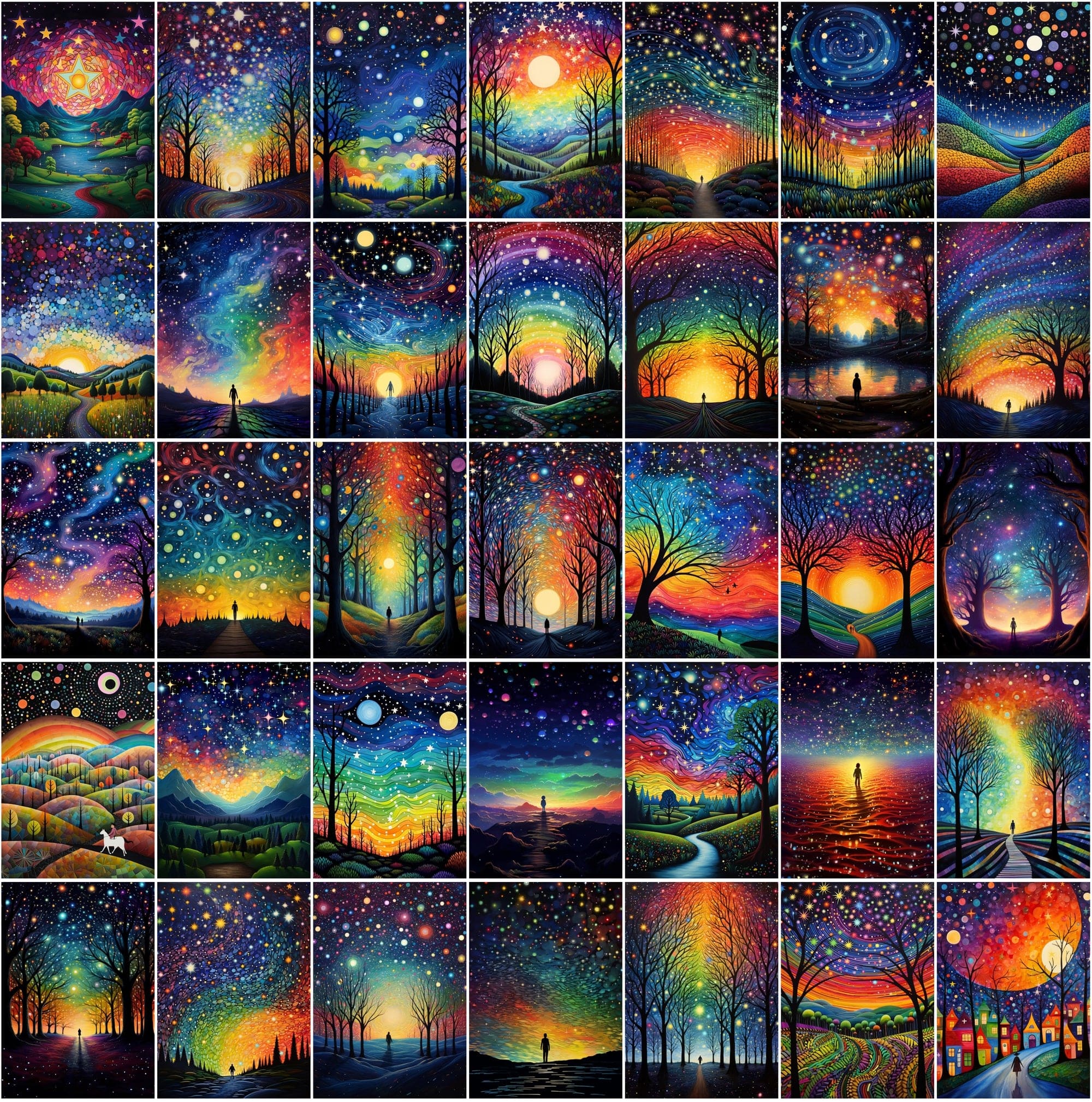 Celestial Landscape Images Bundle, Colorful Starry Night Sky Photos, High-Resolution Digital Art with Commercial License Digital Download Sumobundle