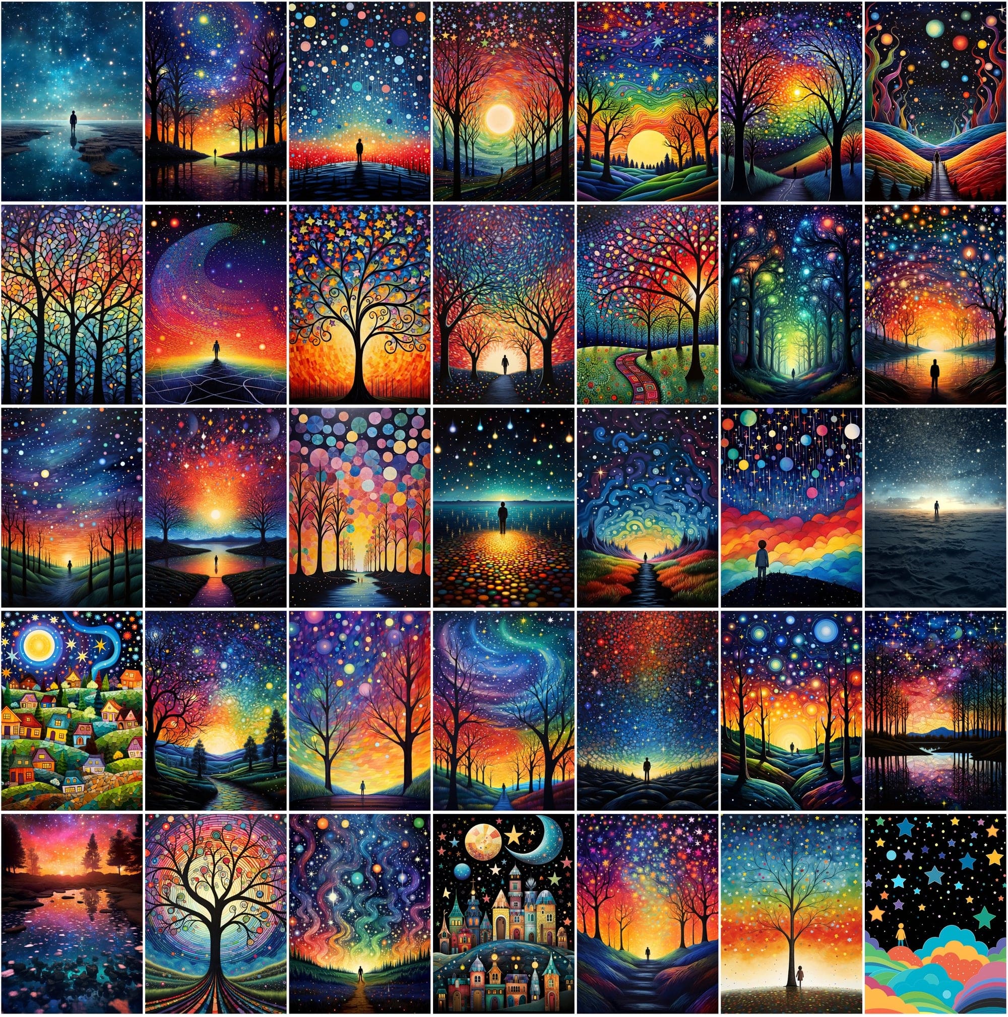 Celestial Landscape Images Bundle, Colorful Starry Night Sky Photos, High-Resolution Digital Art with Commercial License Digital Download Sumobundle