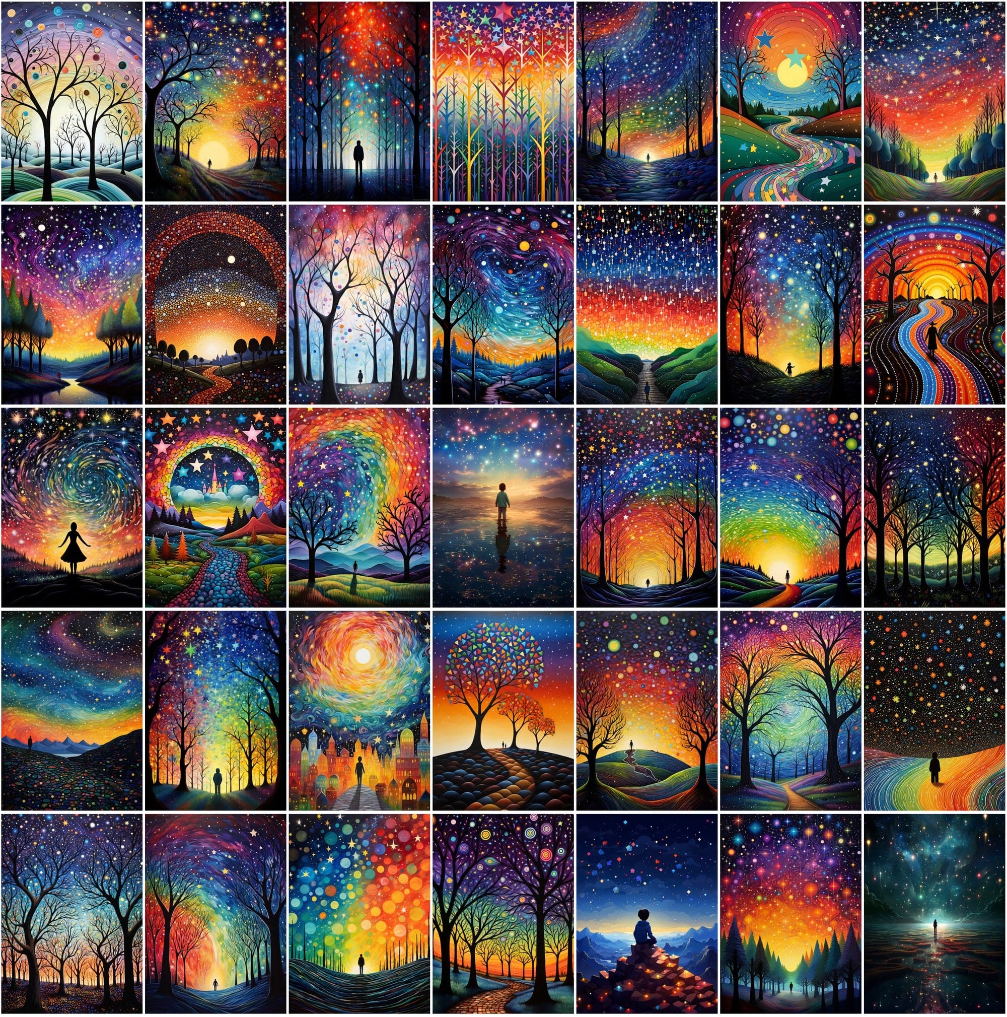 Celestial Landscape Images Bundle, Colorful Starry Night Sky Photos, High-Resolution Digital Art with Commercial License Digital Download Sumobundle