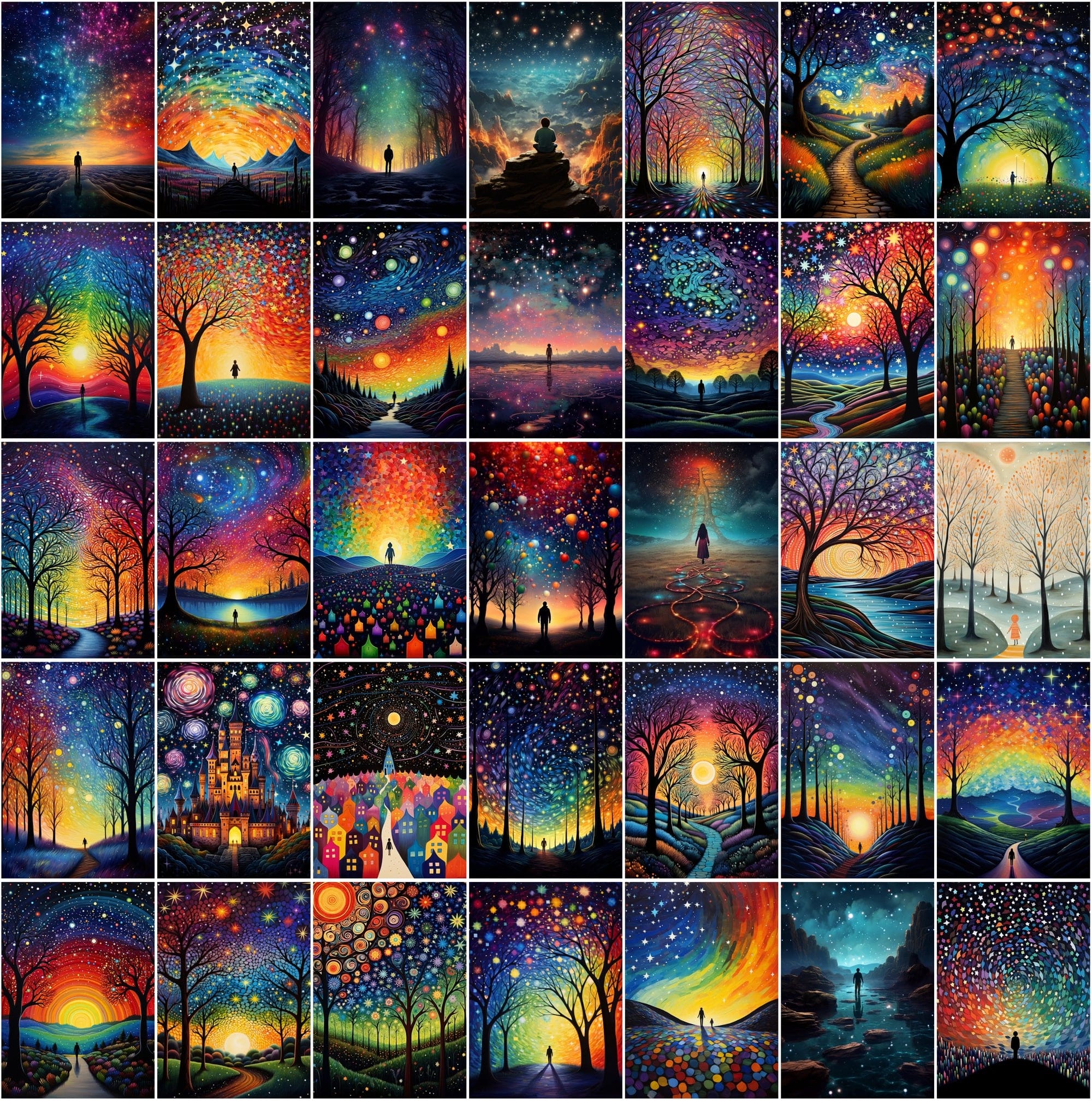 Celestial Landscape Images Bundle, Colorful Starry Night Sky Photos, High-Resolution Digital Art with Commercial License Digital Download Sumobundle