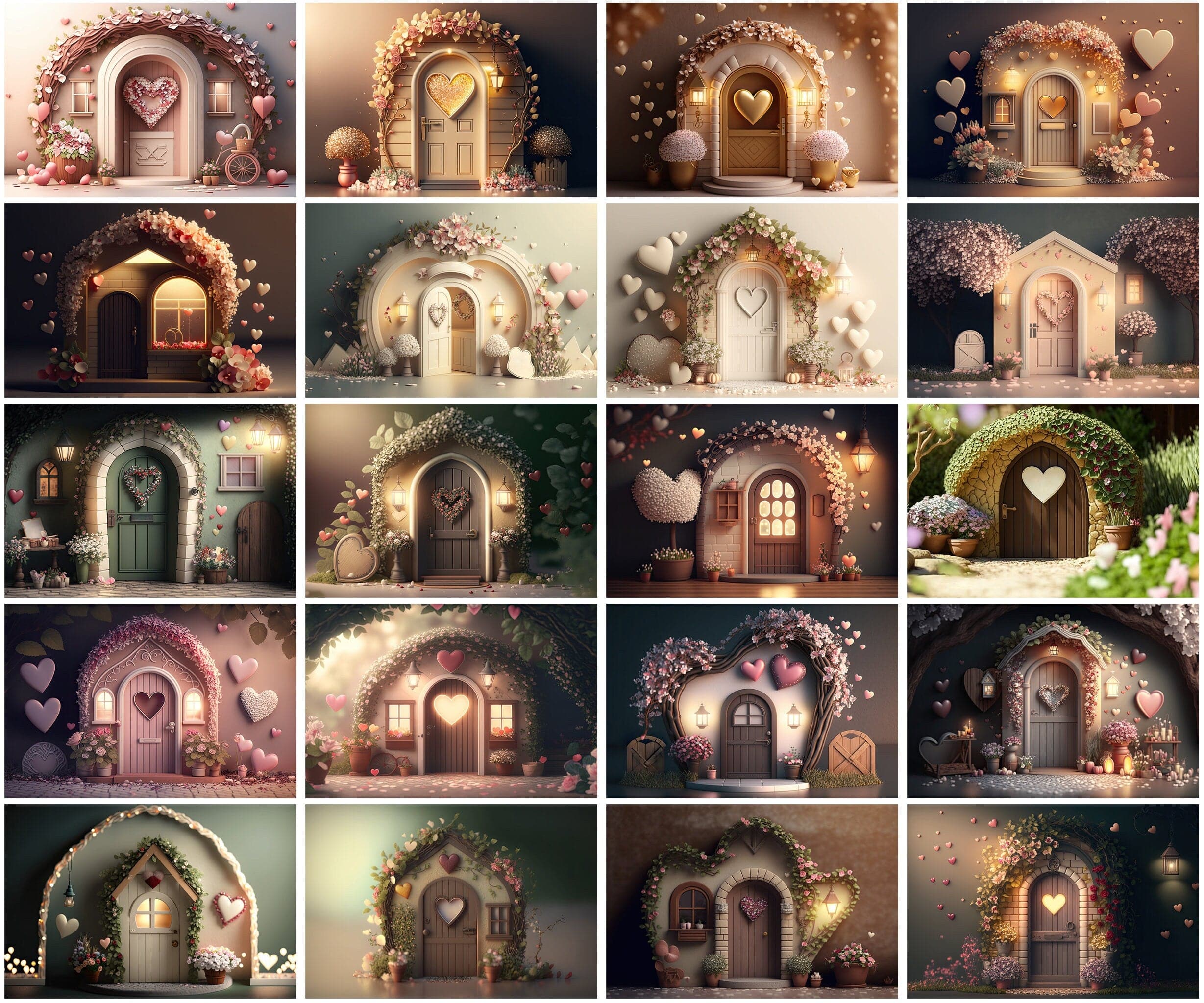 Charming Background Images for Your Valentine's Day Projects, Small Houses & Barn Doors Backgrounds for Valentine's Day, Love Backgrounds Digital Download Sumobundle