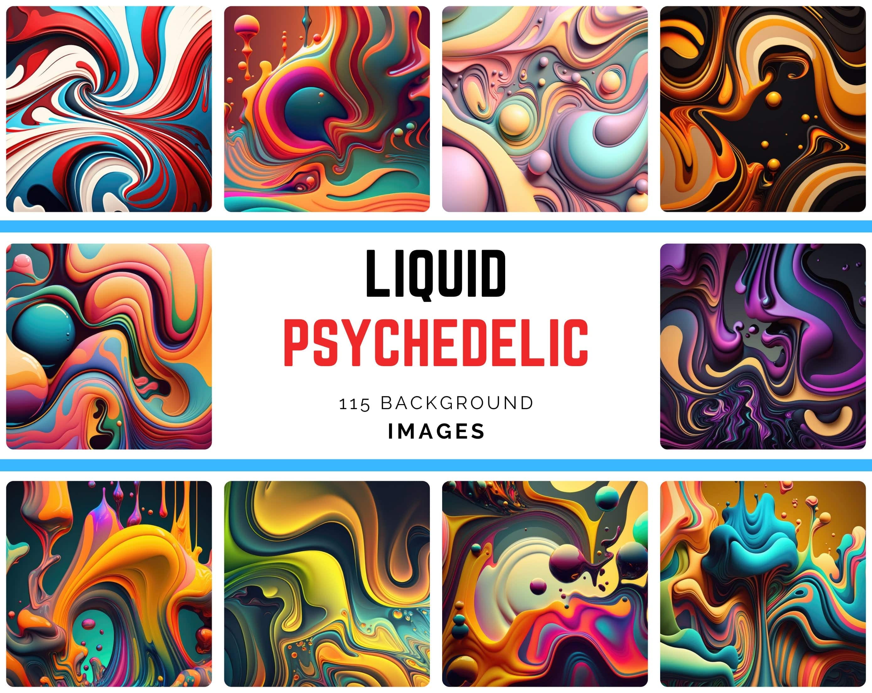 Color Explosion: 115 Psychedelic Backgrounds for Digital Art and Graphics. Psychedelic Paradise, Vibrant Backgrounds for Your Projects Digital Download Sumobundle