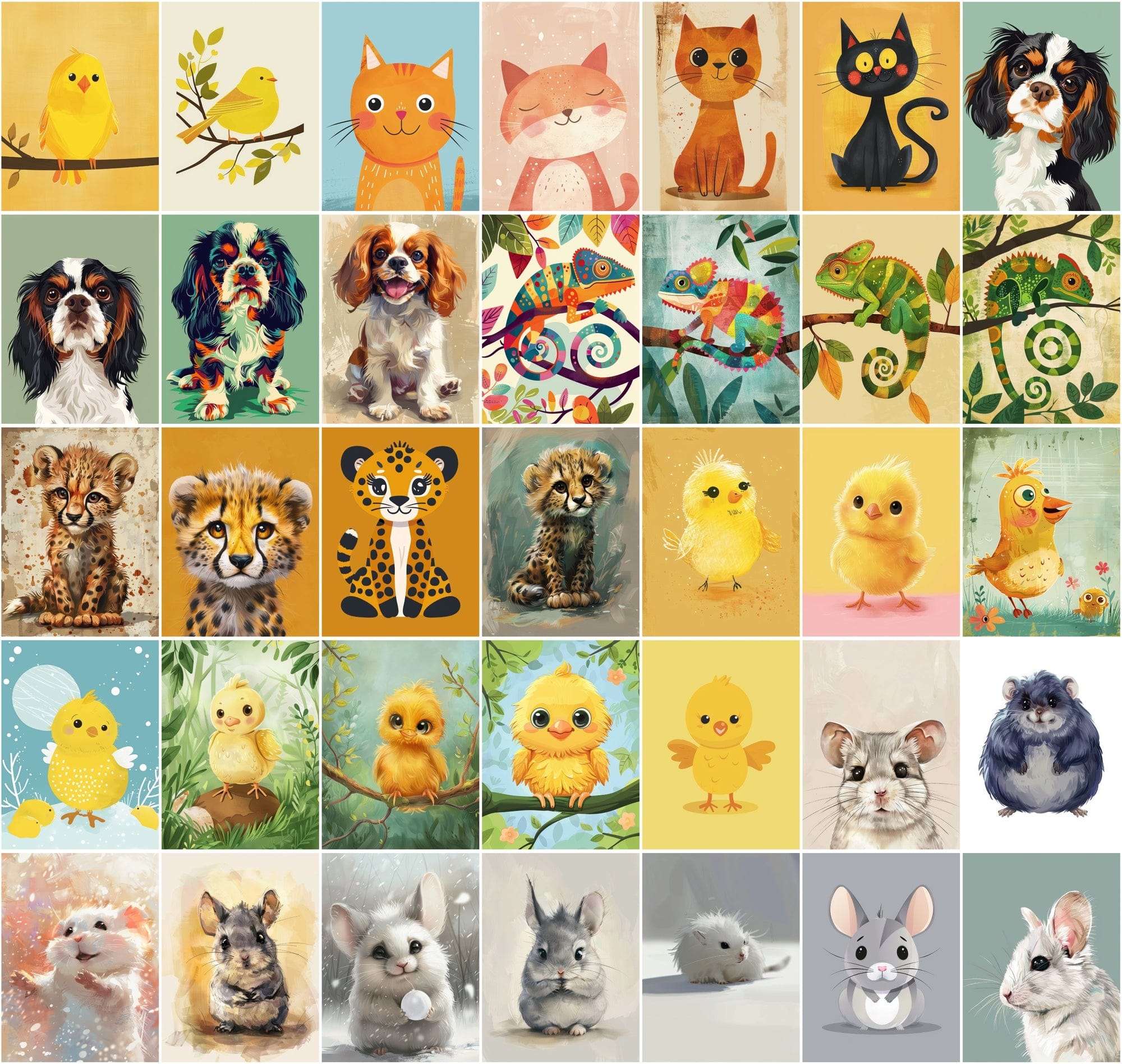 Colorful Animal Nursery Wall Art Prints - Commercial License Included Digital Download Sumobundle