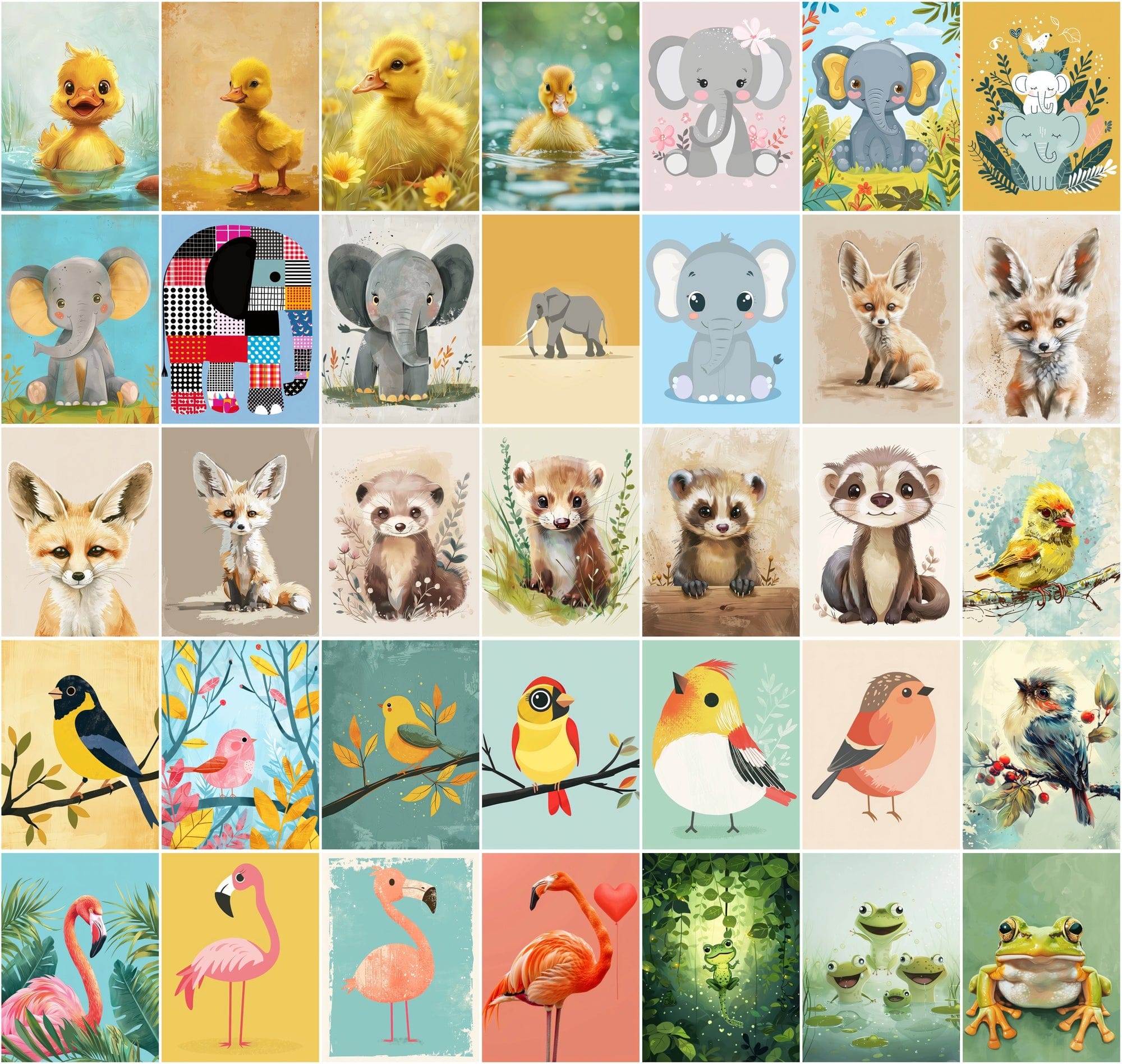 Colorful Animal Nursery Wall Art Prints - Commercial License Included Digital Download Sumobundle
