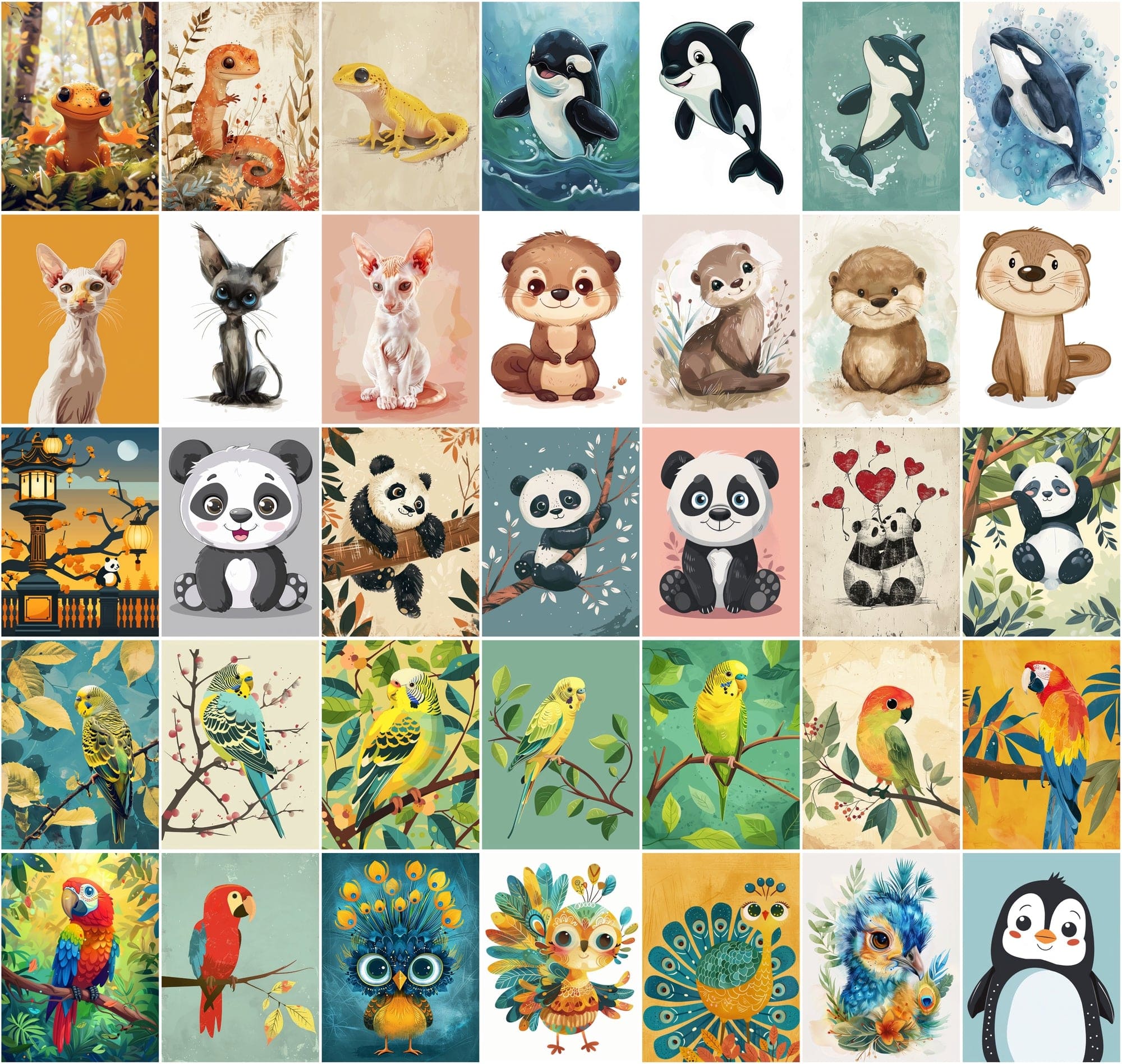 Colorful Animal Nursery Wall Art Prints - Commercial License Included Digital Download Sumobundle