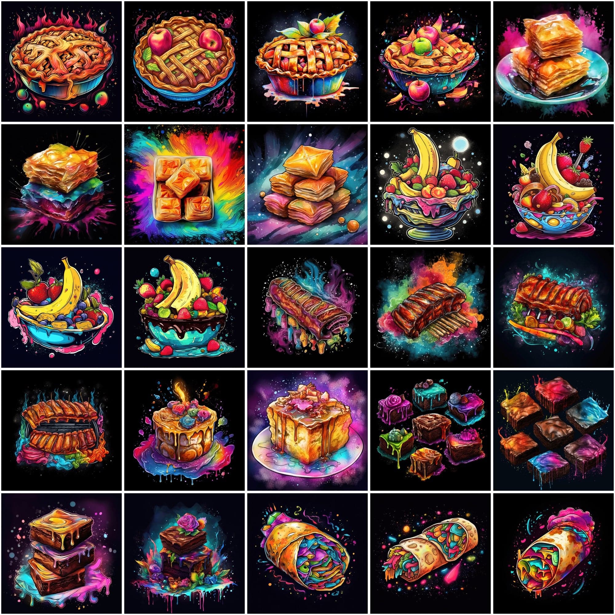 Colorful Surreal Food Images: Magical & Dreamy PNG Illustrations with Commercial License Digital Download Sumobundle