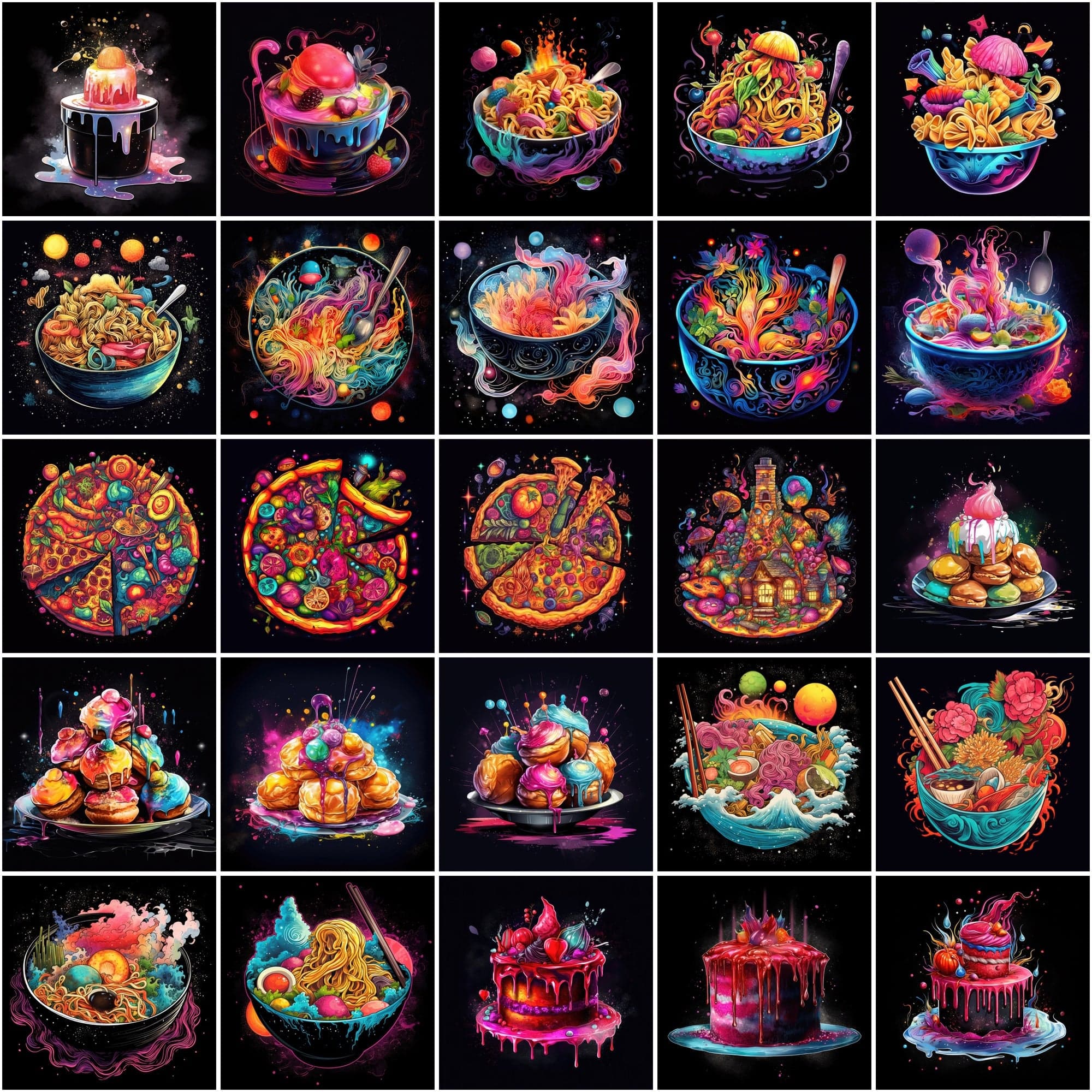 Colorful Surreal Food Images: Magical & Dreamy PNG Illustrations with Commercial License Digital Download Sumobundle