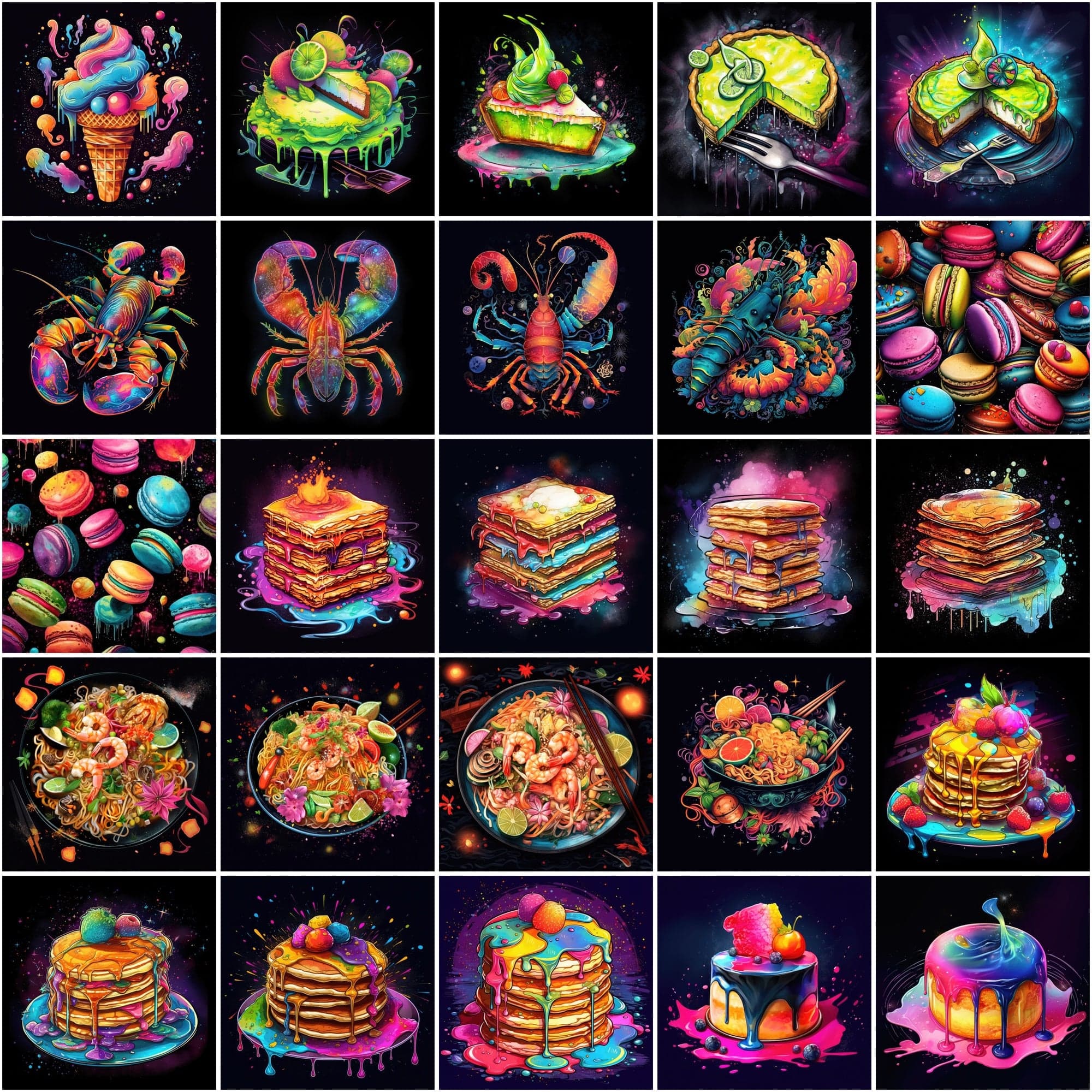 Colorful Surreal Food Images: Magical & Dreamy PNG Illustrations with Commercial License Digital Download Sumobundle