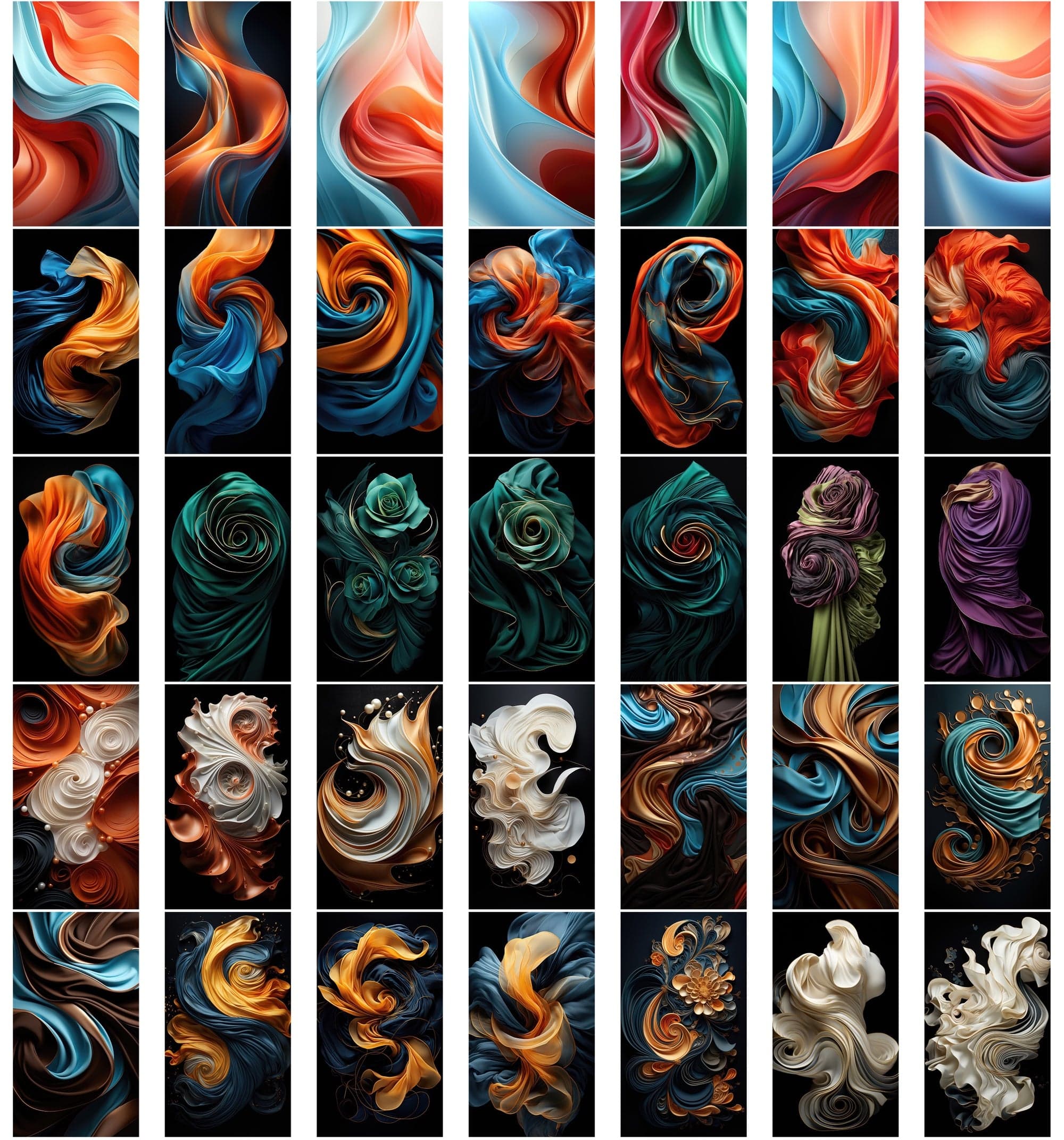 Colorful Wave Digital Backgrounds: Abstract & Whimsical Silk Cloths Designs Digital Download Sumobundle