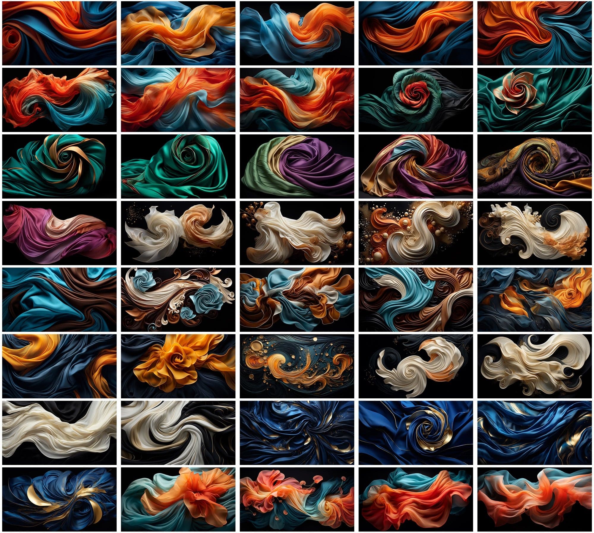 Colorful Wave Digital Backgrounds: Abstract & Whimsical Silk Cloths Designs Digital Download Sumobundle