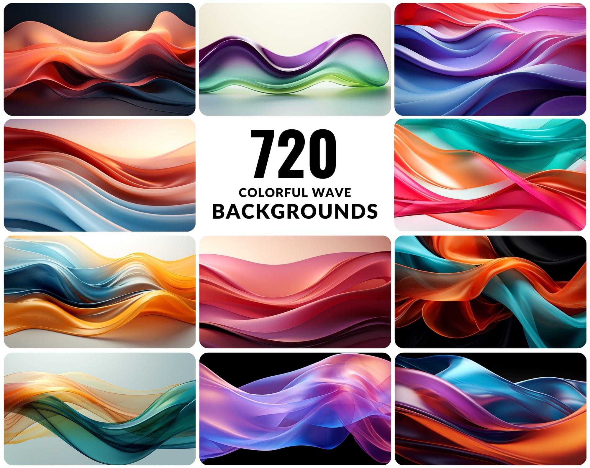 Colorful Wave Digital Backgrounds: Abstract & Whimsical Silk Cloths Designs Digital Download Sumobundle