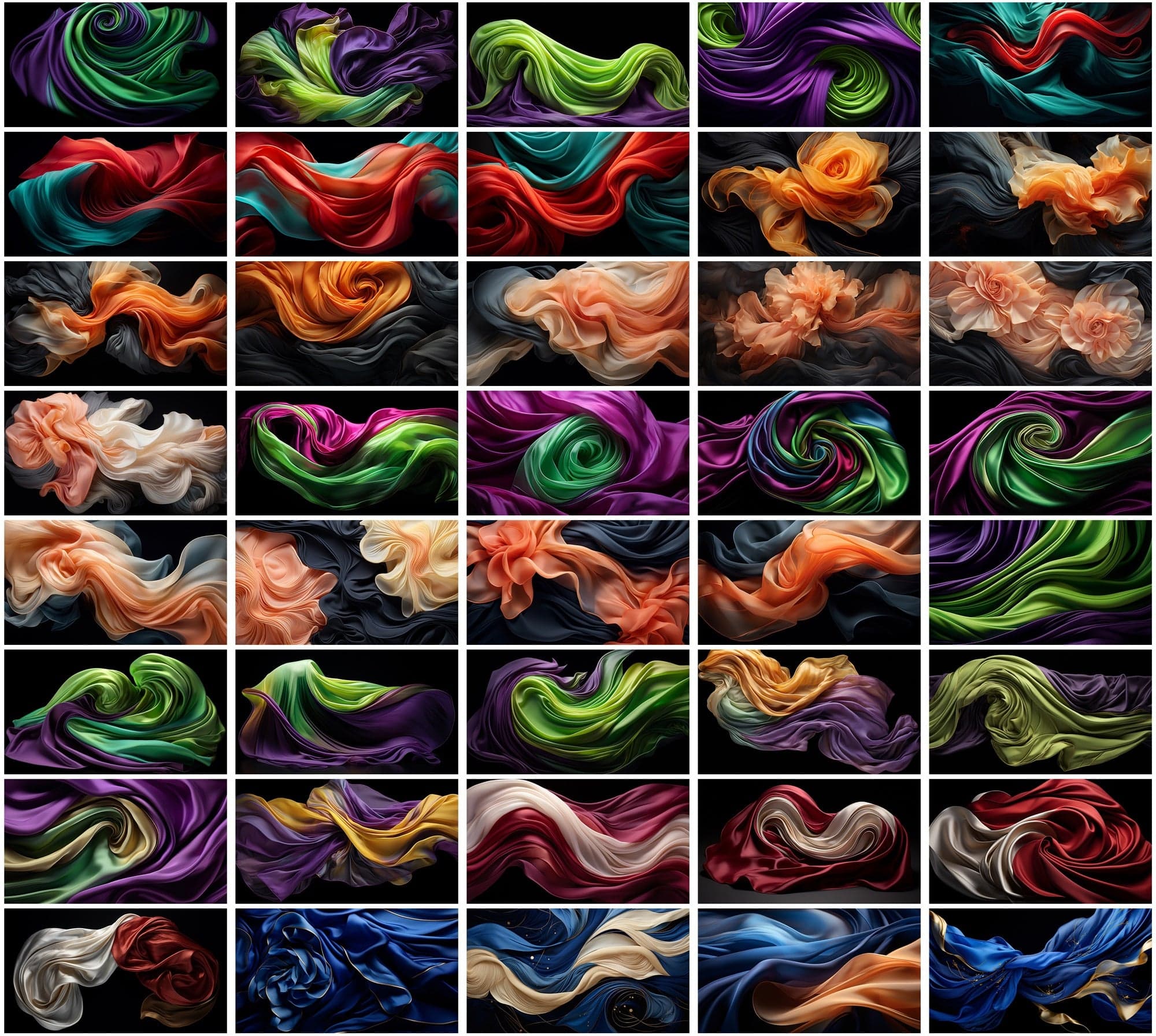 Colorful Wave Digital Backgrounds: Abstract & Whimsical Silk Cloths Designs Digital Download Sumobundle
