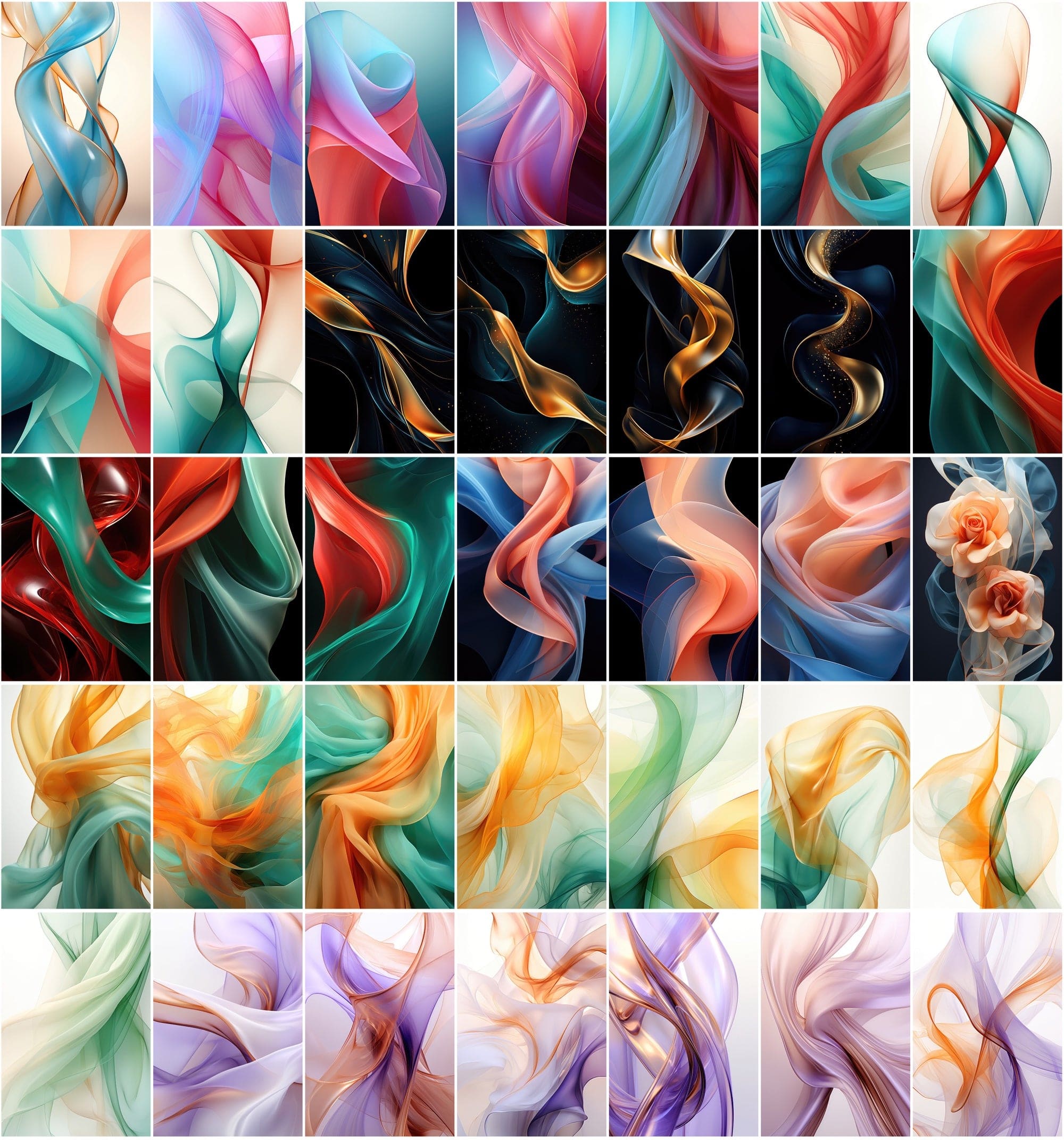 Colorful Wave Digital Backgrounds: Abstract & Whimsical Silk Cloths Designs Digital Download Sumobundle