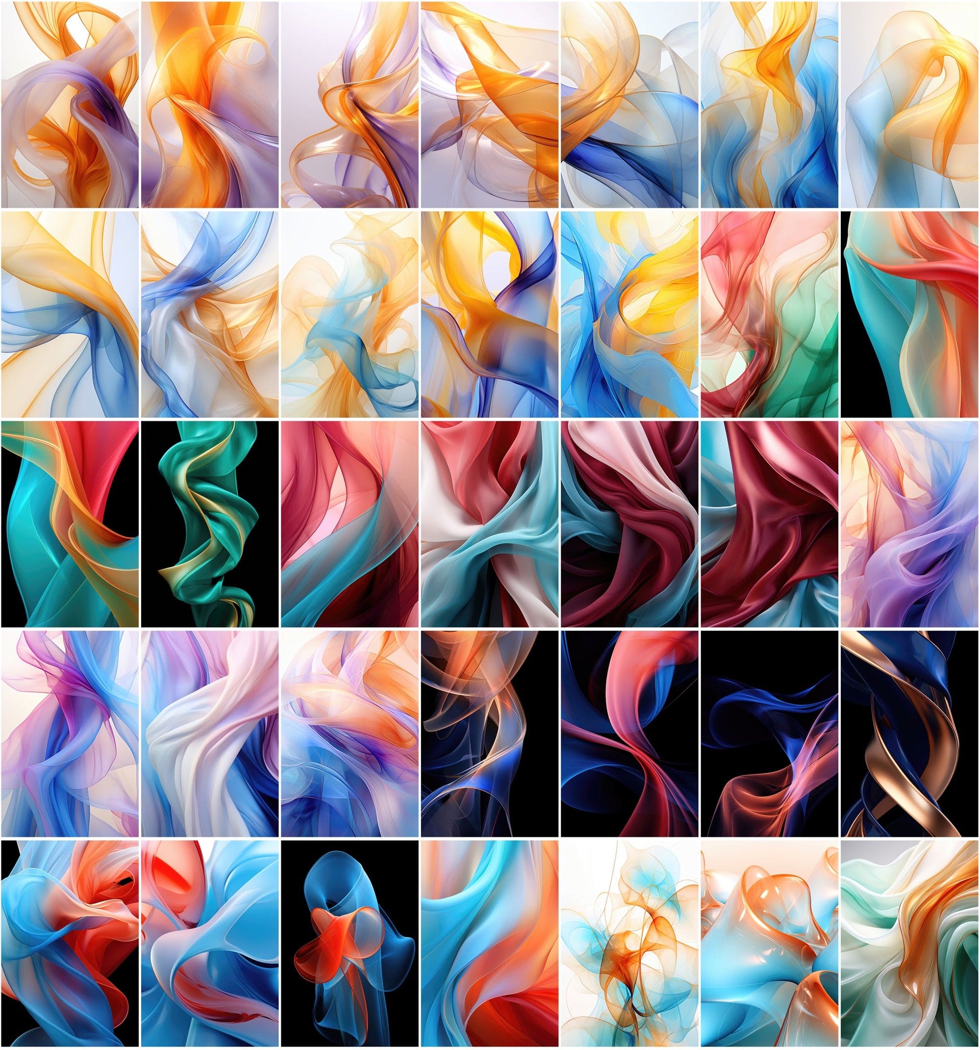 Colorful Wave Digital Backgrounds: Abstract & Whimsical Silk Cloths Designs Digital Download Sumobundle