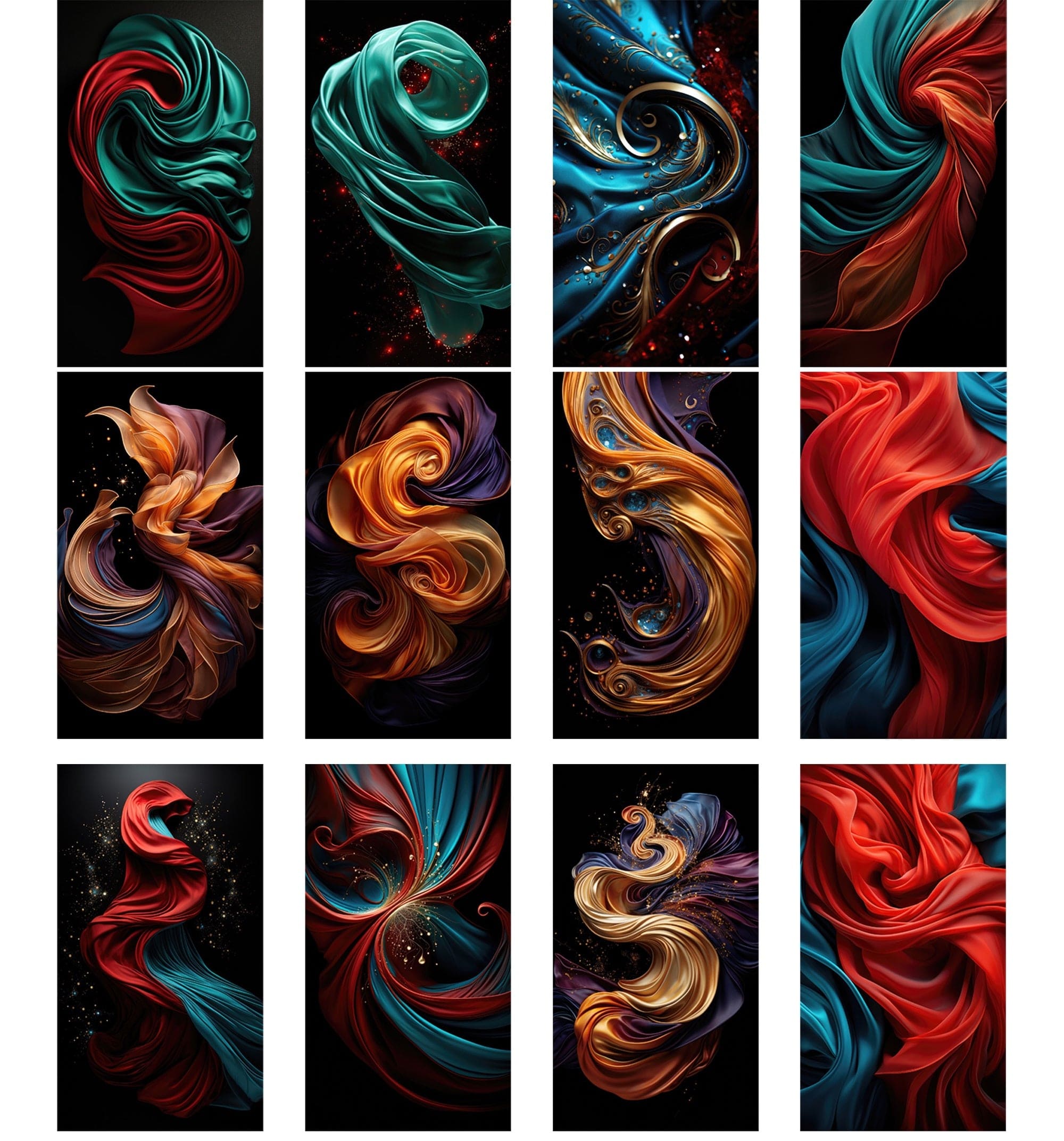 Colorful Wave Digital Backgrounds: Abstract & Whimsical Silk Cloths Designs Digital Download Sumobundle