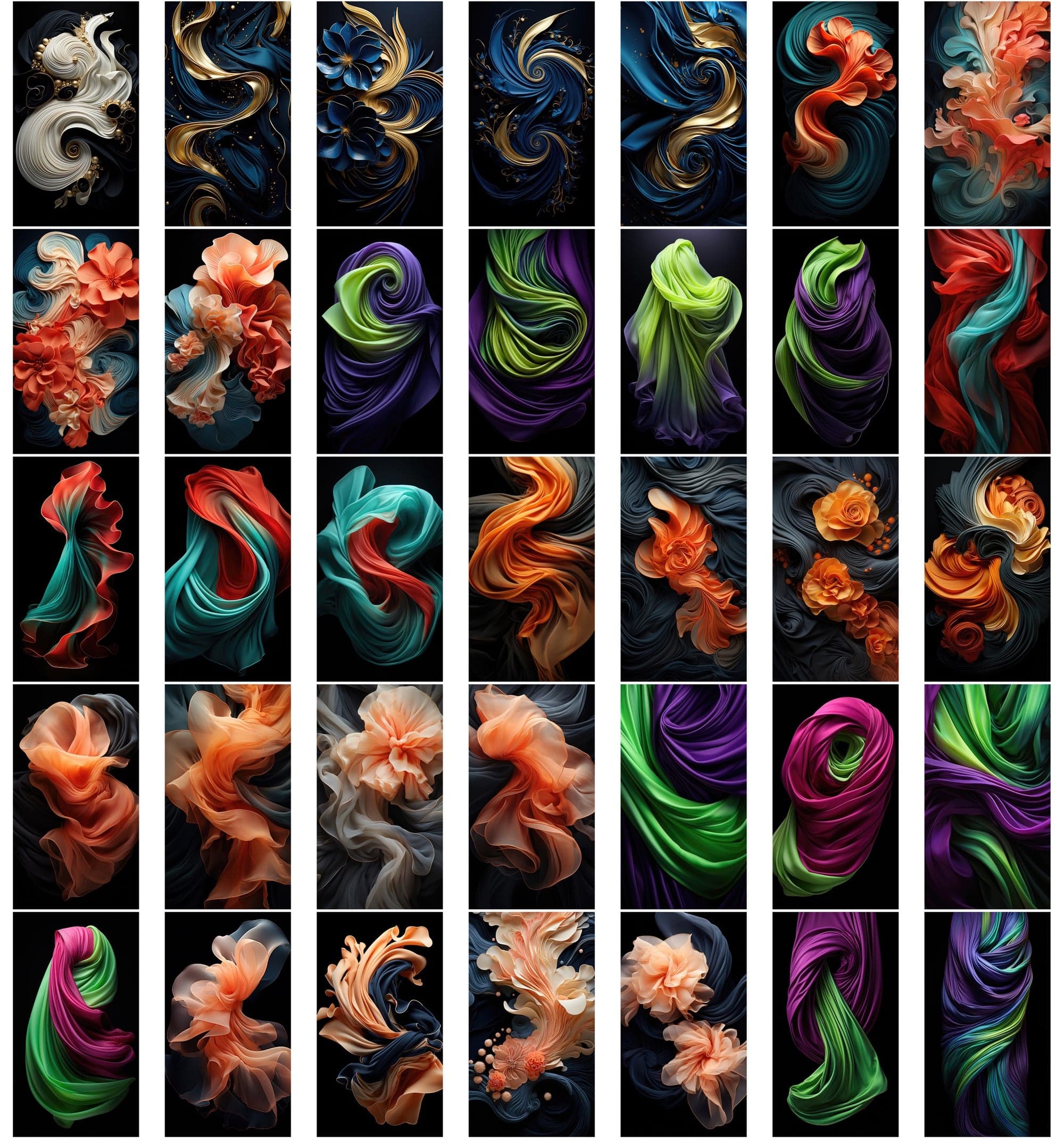 Colorful Wave Digital Backgrounds: Abstract & Whimsical Silk Cloths Designs Digital Download Sumobundle