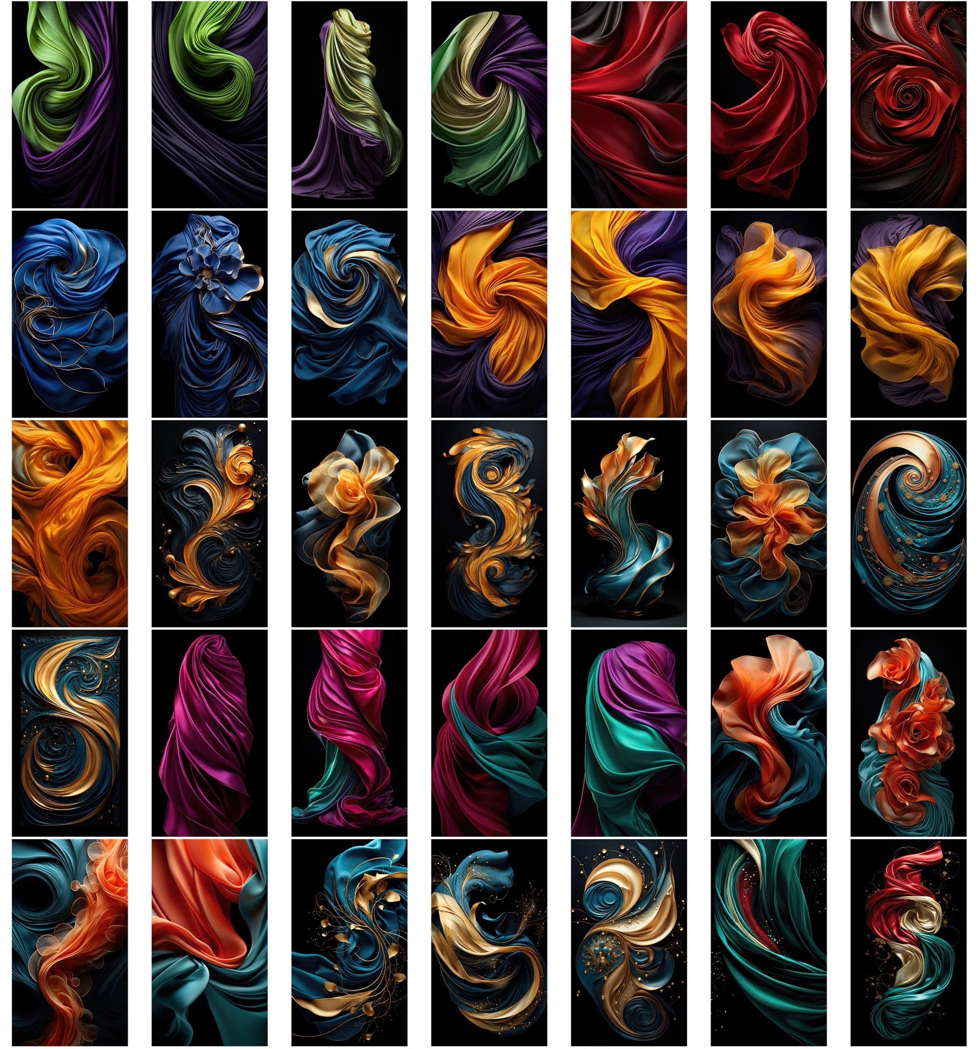 Colorful Wave Digital Backgrounds: Abstract & Whimsical Silk Cloths Designs Digital Download Sumobundle