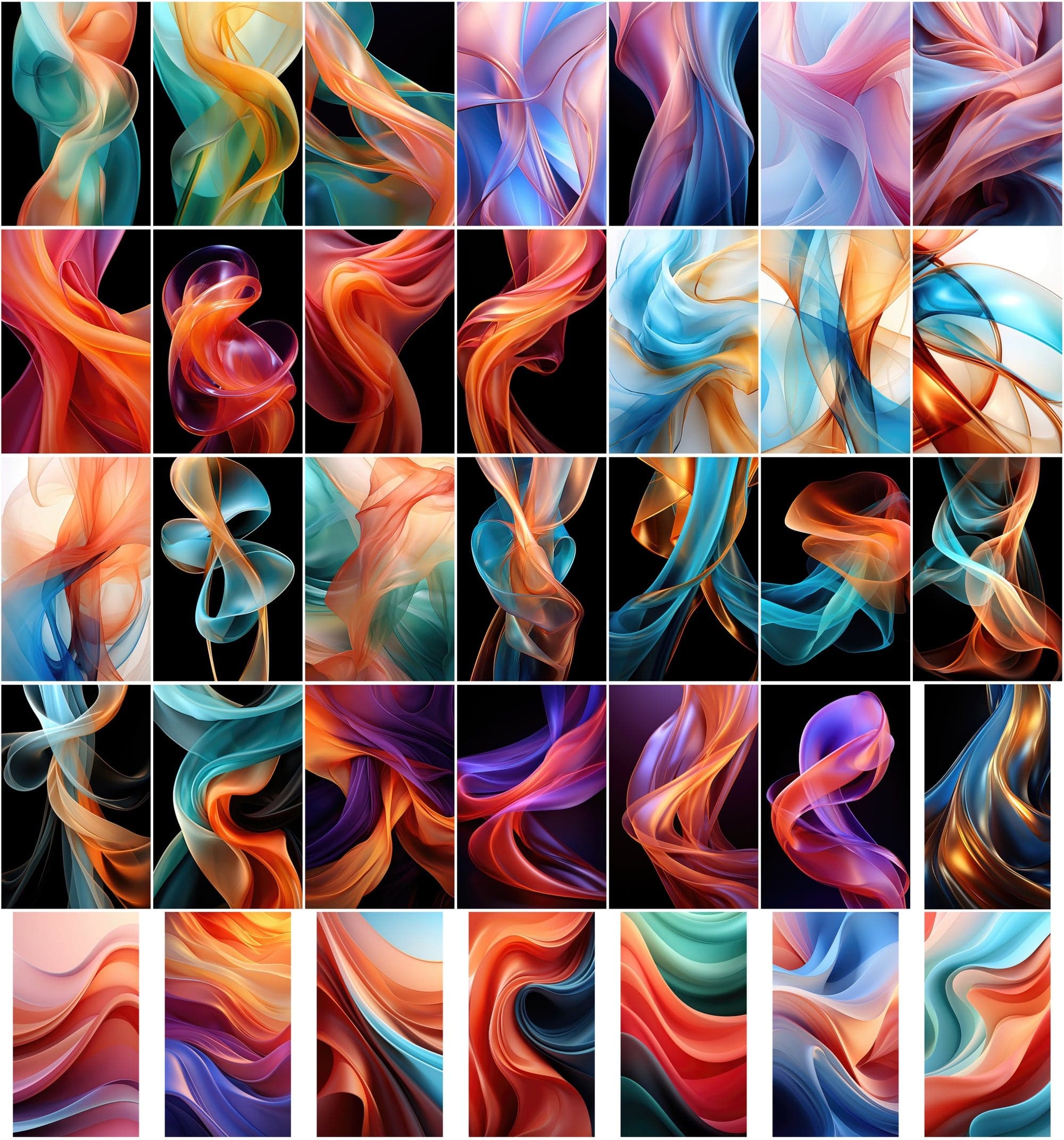 Colorful Wave Digital Backgrounds: Abstract & Whimsical Silk Cloths Designs Digital Download Sumobundle