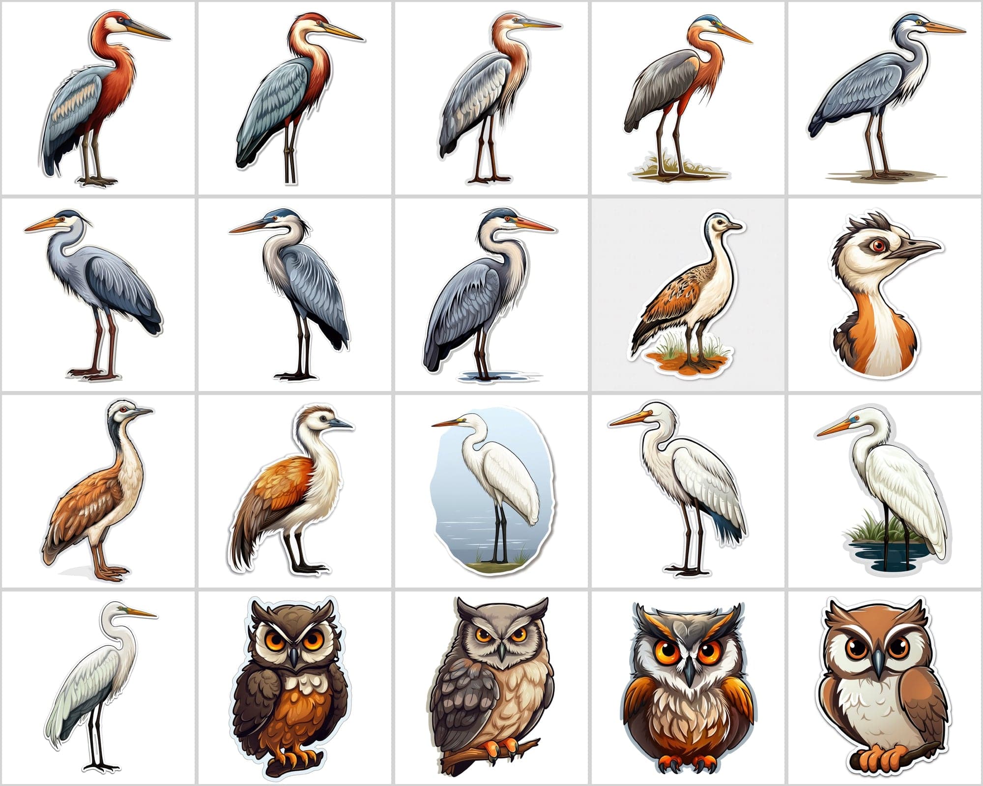 Complete Collection of Bird Stickers: 195 Transparent PNG Images - Commercial License Included. Digital Download Sumobundle