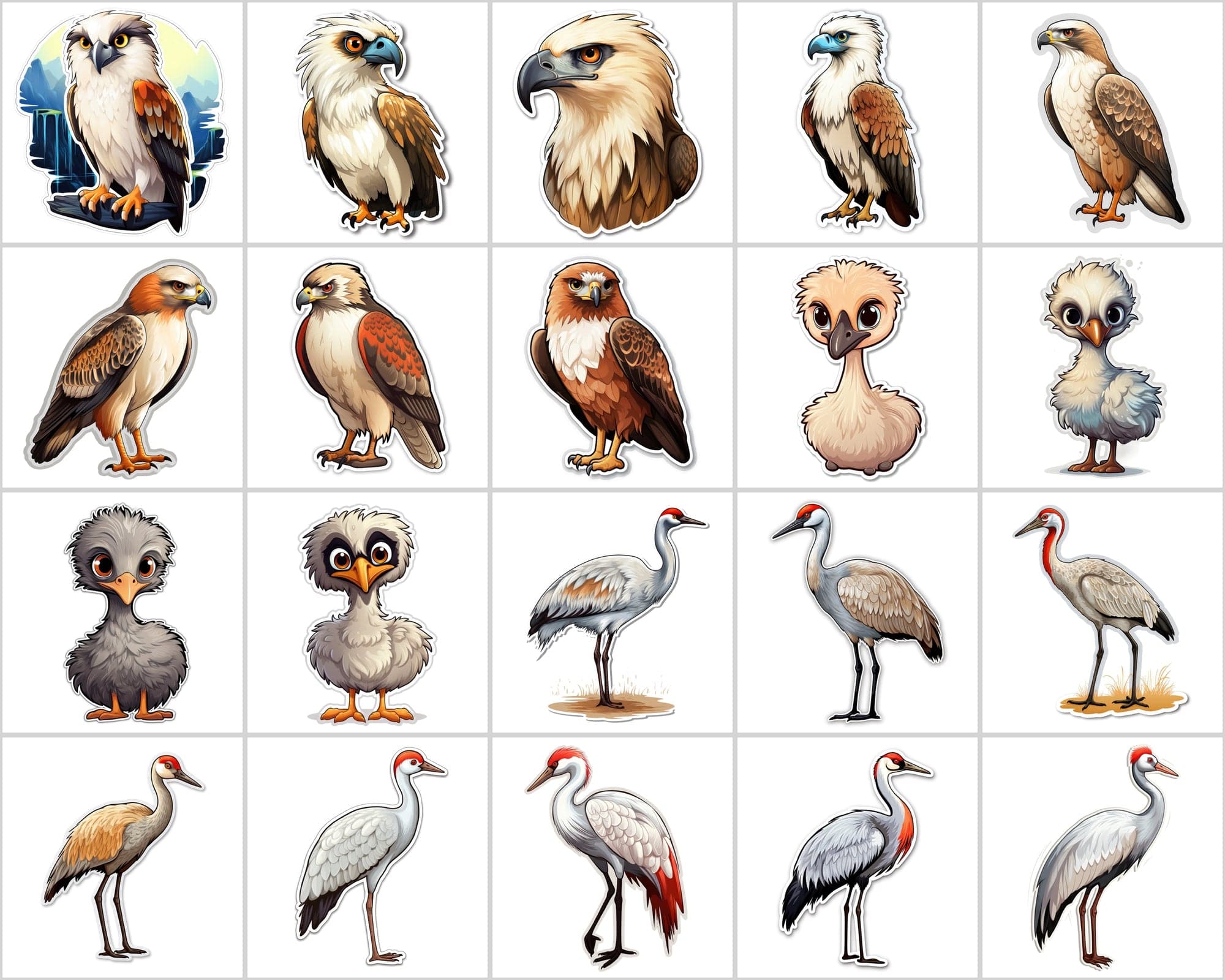 Complete Collection of Bird Stickers: 195 Transparent PNG Images - Commercial License Included. Digital Download Sumobundle
