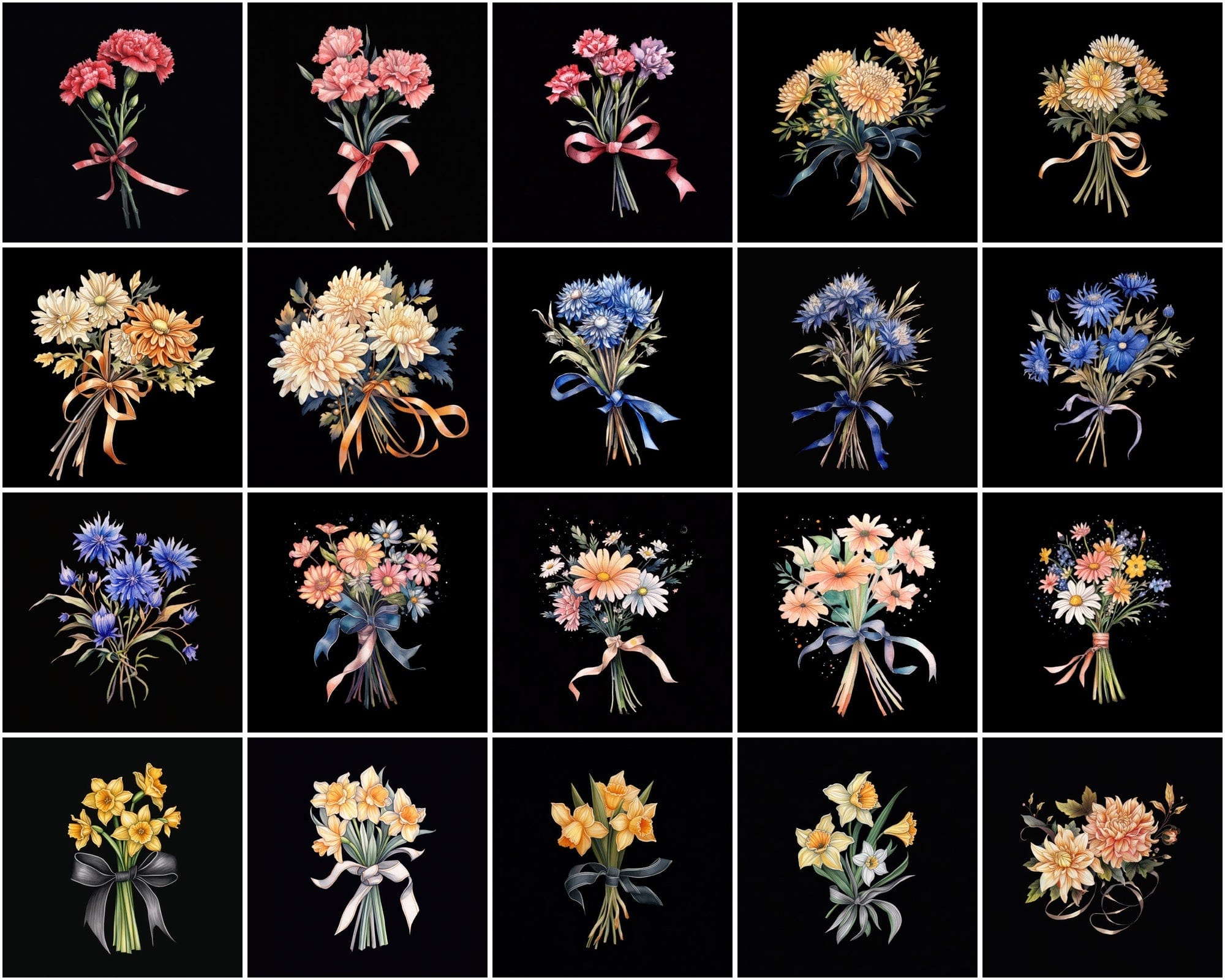 Craft your Masterpiece with our Tiny Flower Bouquet PNGs Digital Download Sumobundle