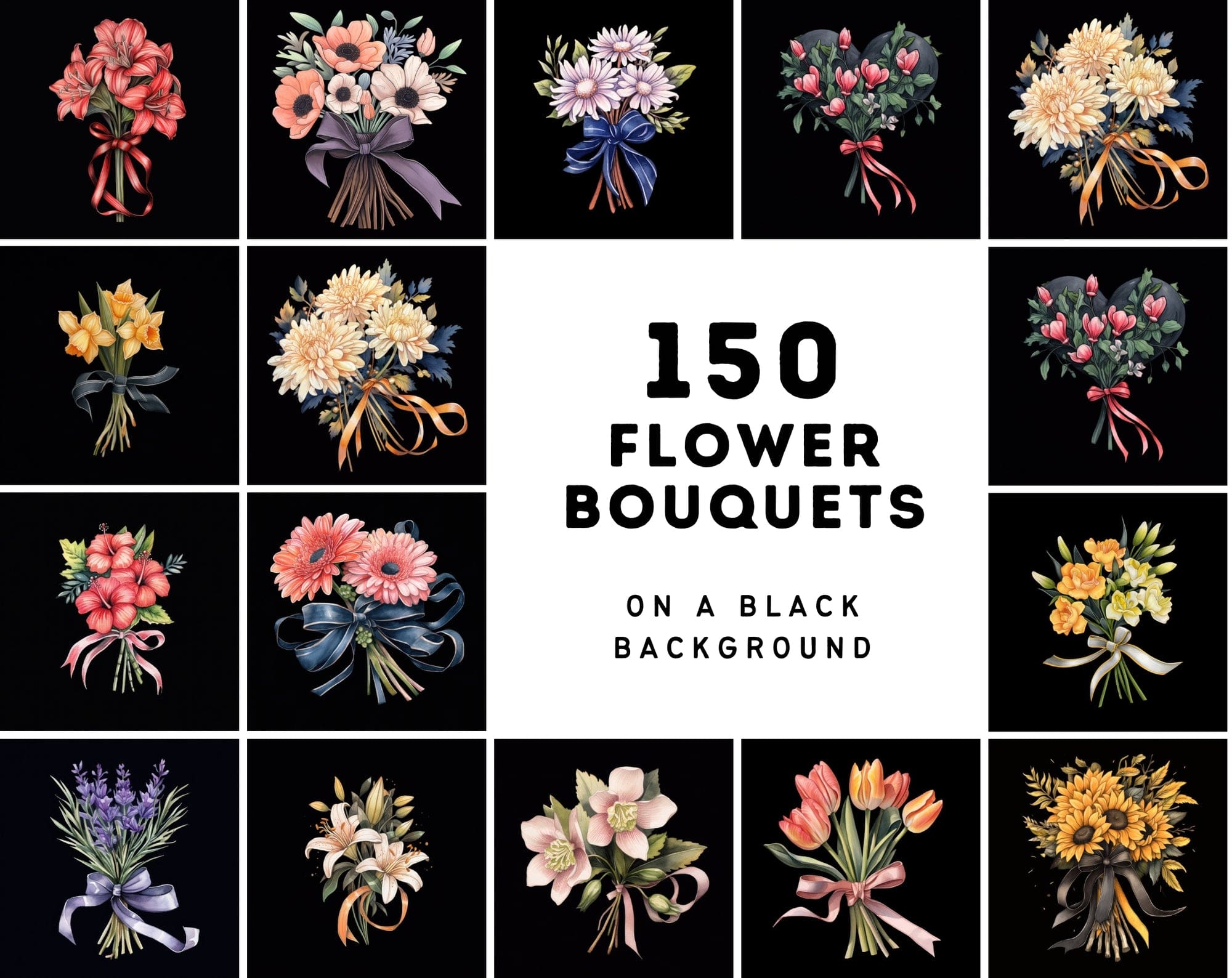 Craft your Masterpiece with our Tiny Flower Bouquet PNGs Digital Download Sumobundle