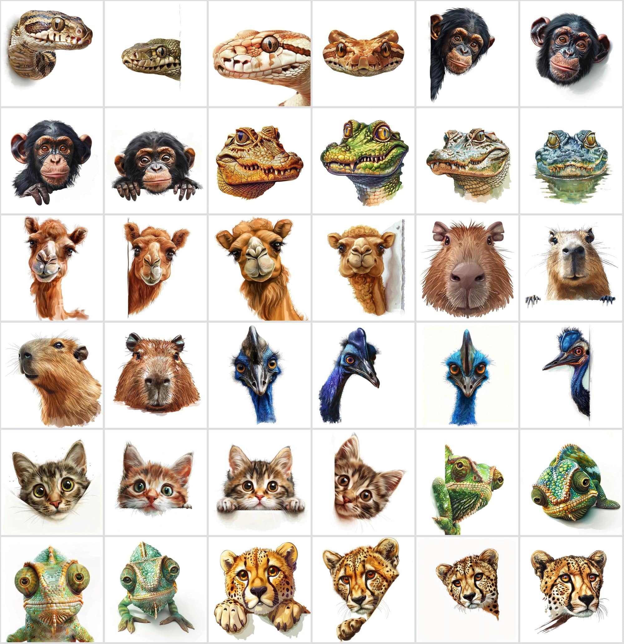 Curious Creatures: 460 Animal Peek Clipart Collection Digital Download Sumobundle