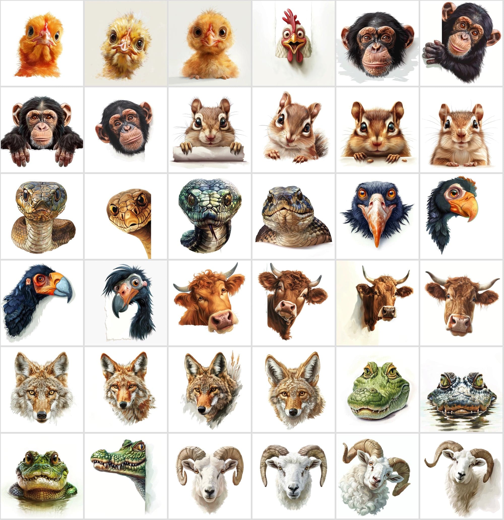 Curious Creatures: 460 Animal Peek Clipart Collection Digital Download Sumobundle