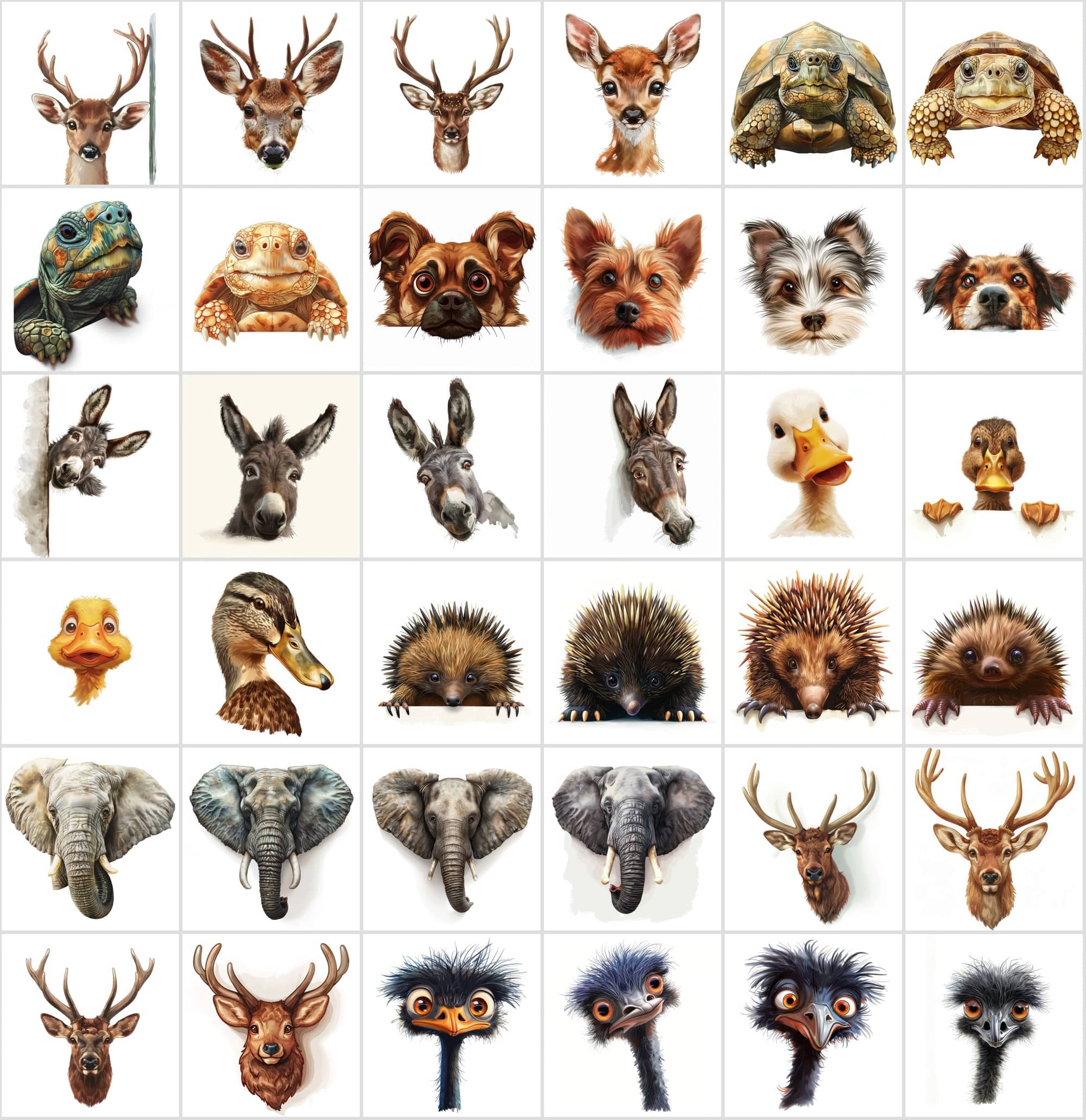 Curious Creatures: 460 Animal Peek Clipart Collection Digital Download Sumobundle